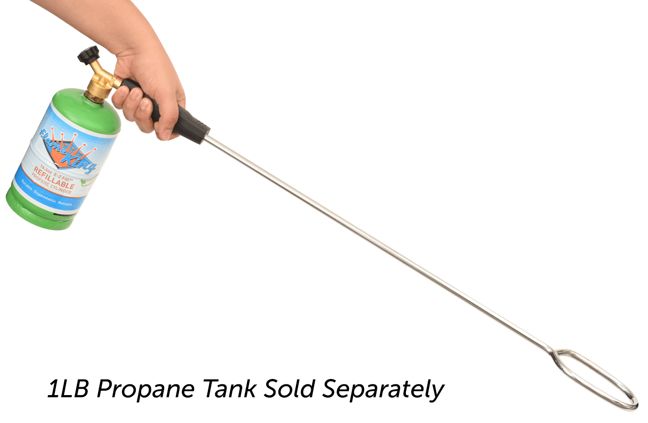 Flame King propane LP log lighter starter for 1lb propane tanks, outdoor weed burner and torch for fireplace logs.