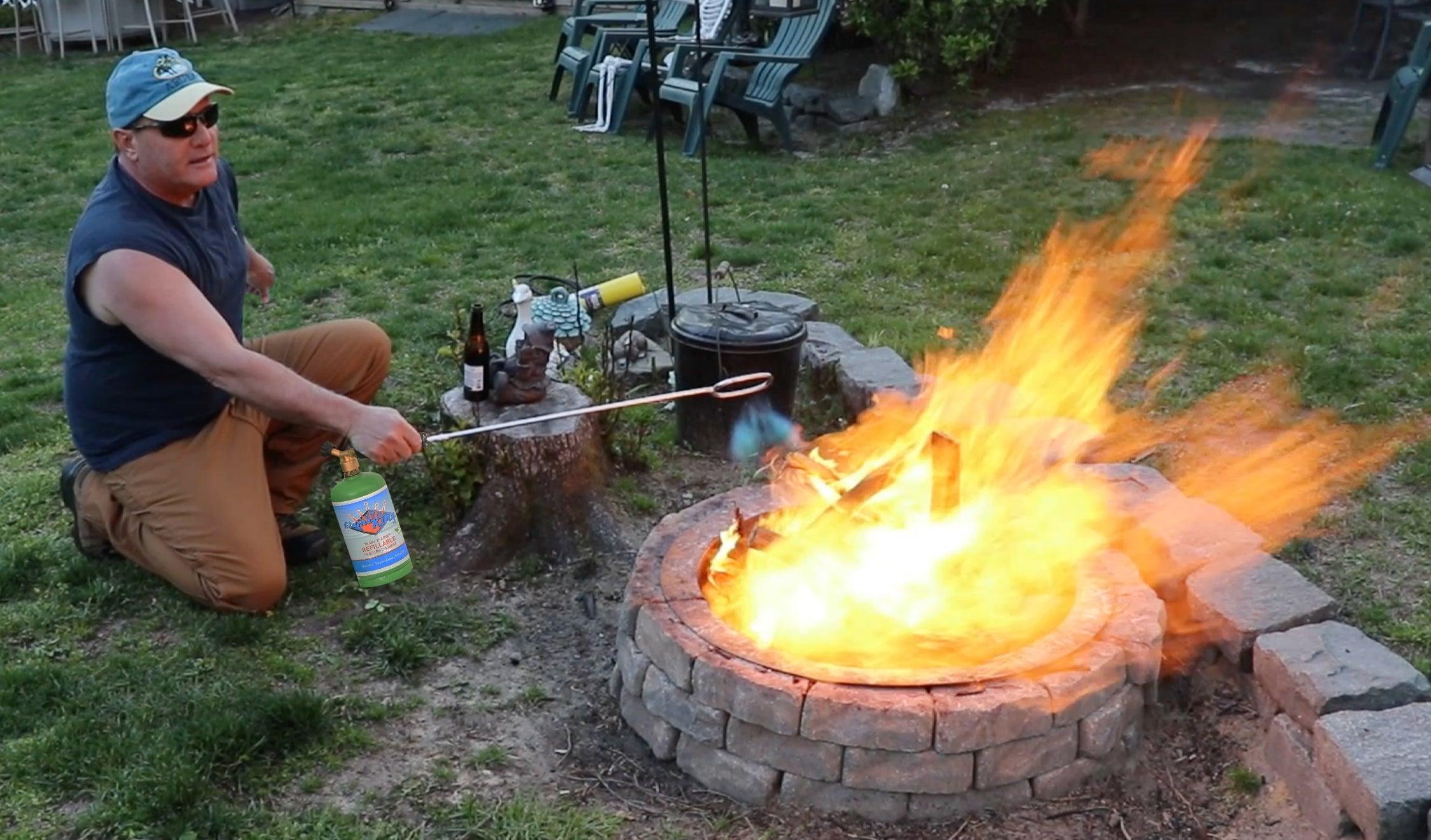 Flame King propane LP log lighter starter for 1lb propane tanks, weed burner and torch for outdoor use.