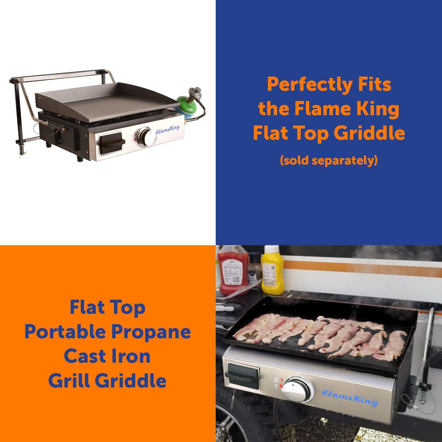 Flame King RV camper trailer mounting rack designed for Flame King propane portable grill or griddle installation.