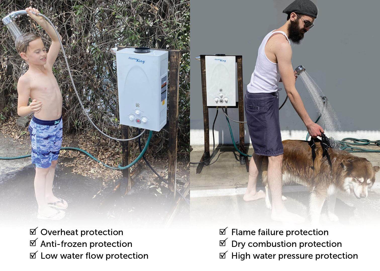 Flame King Tankless Outdoor Portable Camping Hot Shower Propane Gas 10L 2.64GPM Water Heater 68,000 BTU - We The Collective