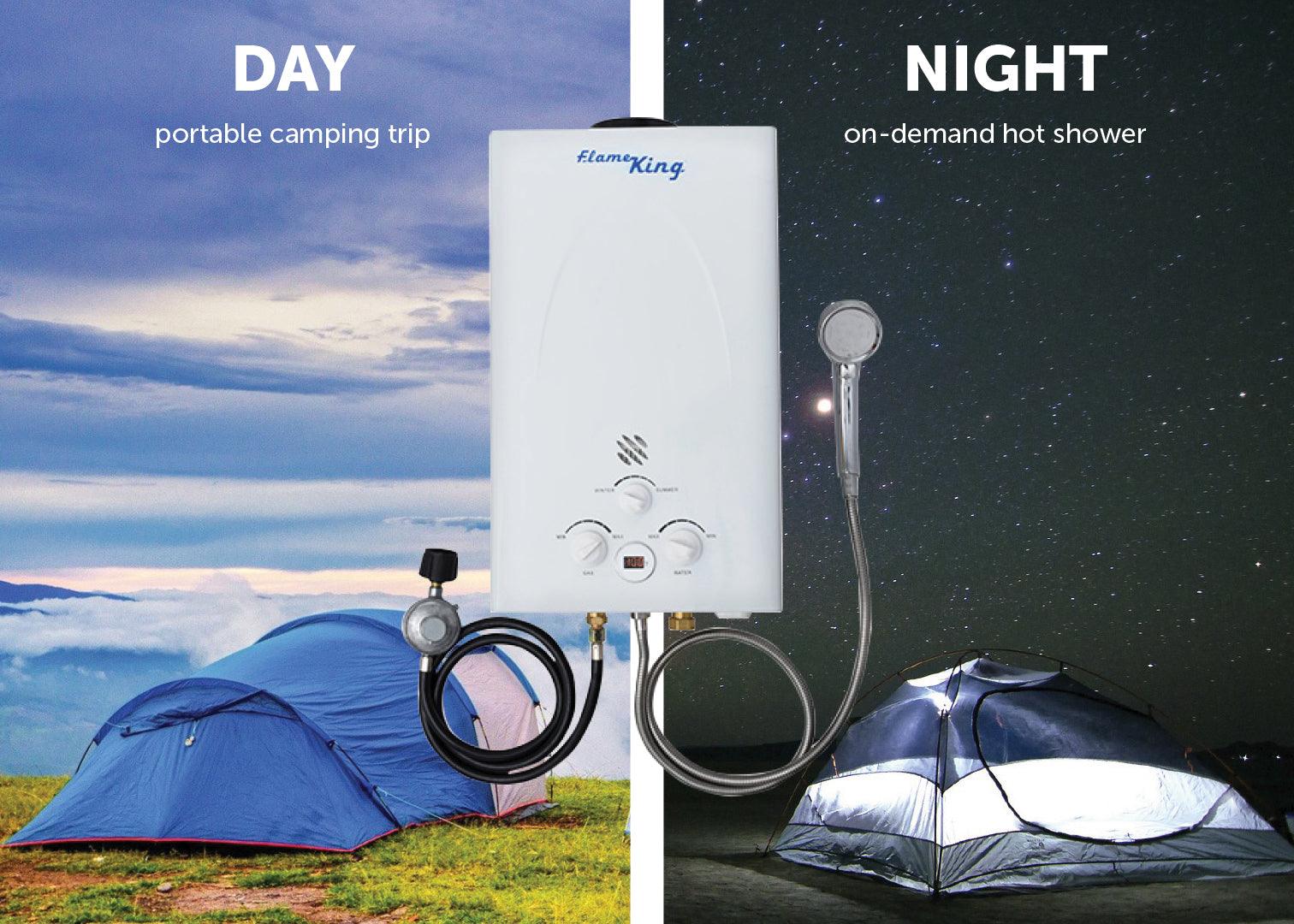 Flame King Tankless Outdoor Portable Camping Hot Shower Propane Gas 10L 2.64GPM Water Heater 68,000 BTU - We The Collective