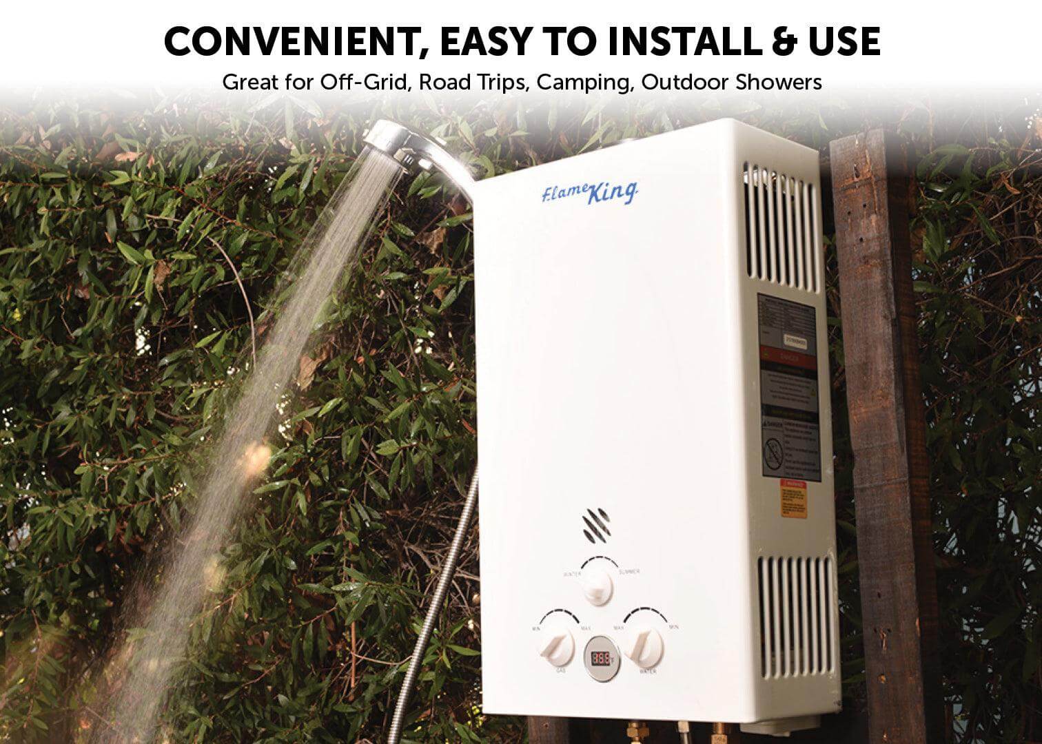 Flame King Tankless Outdoor Portable Camping Hot Shower Propane Gas 10L 2.64GPM Water Heater 68,000 BTU - We The Collective