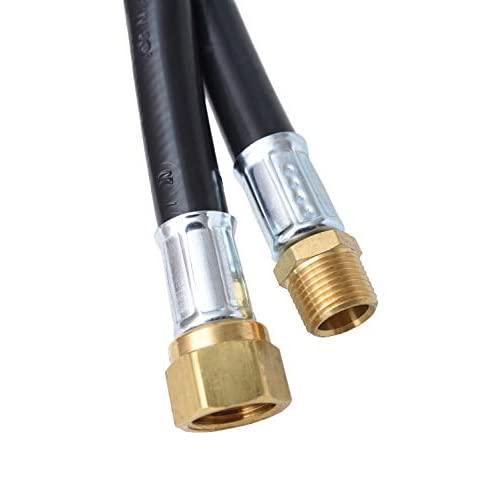 Flame King Thermo Plastic Hose Assembly for LP and natural gas, 48-inch length, 3/8-inch diameter, flexible gas hose.