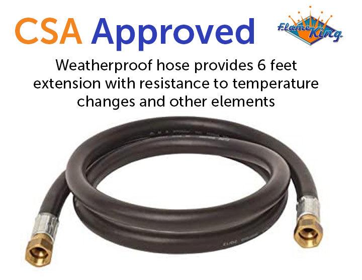 Flame King Thermo Rubber RV slide-out hose assembly, 106-inch length, 3/8-inch ID, female to female fittings, flexible and durable.