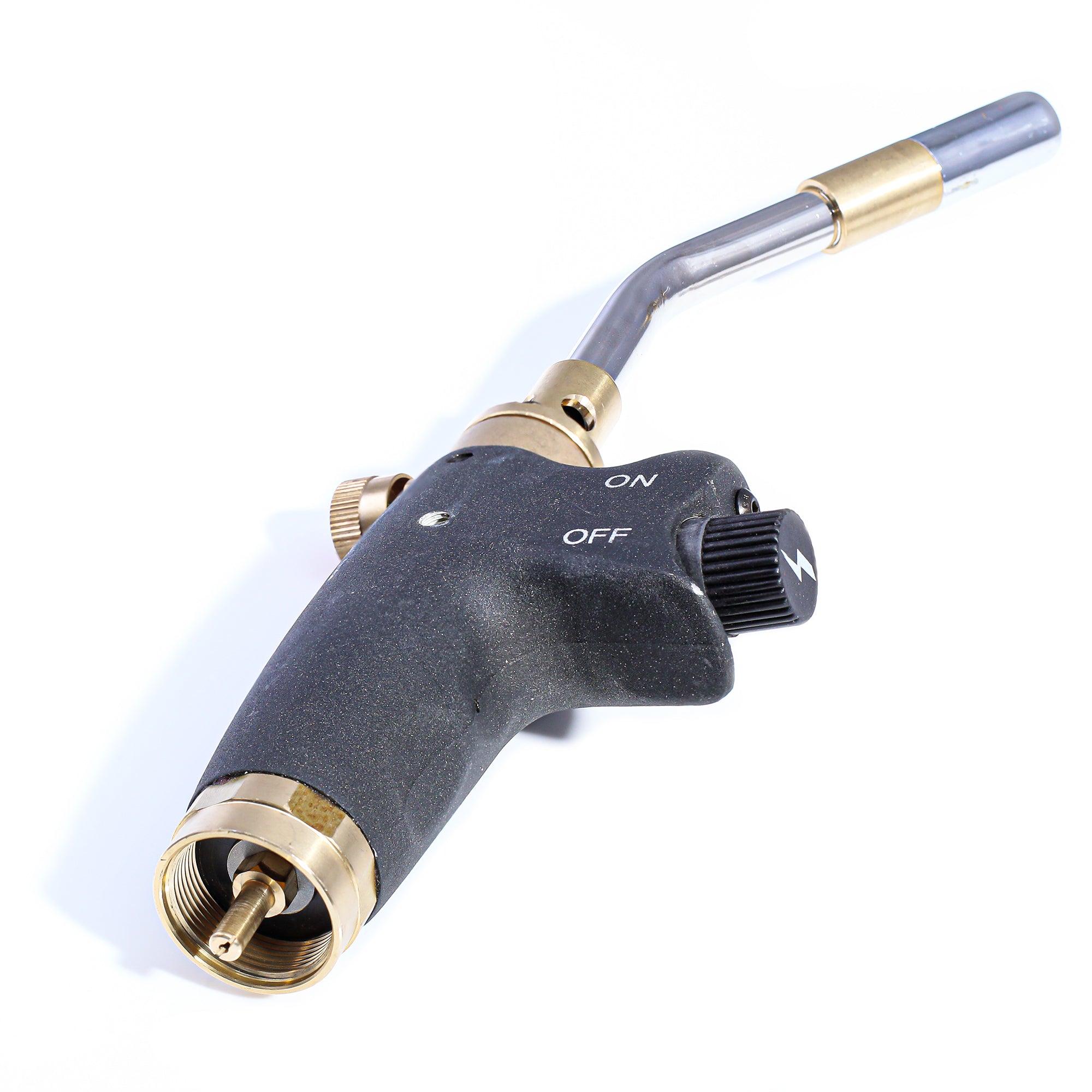 Flame King professional auto-ignition propane torch head with adjustable flame for welding and weeding tasks.