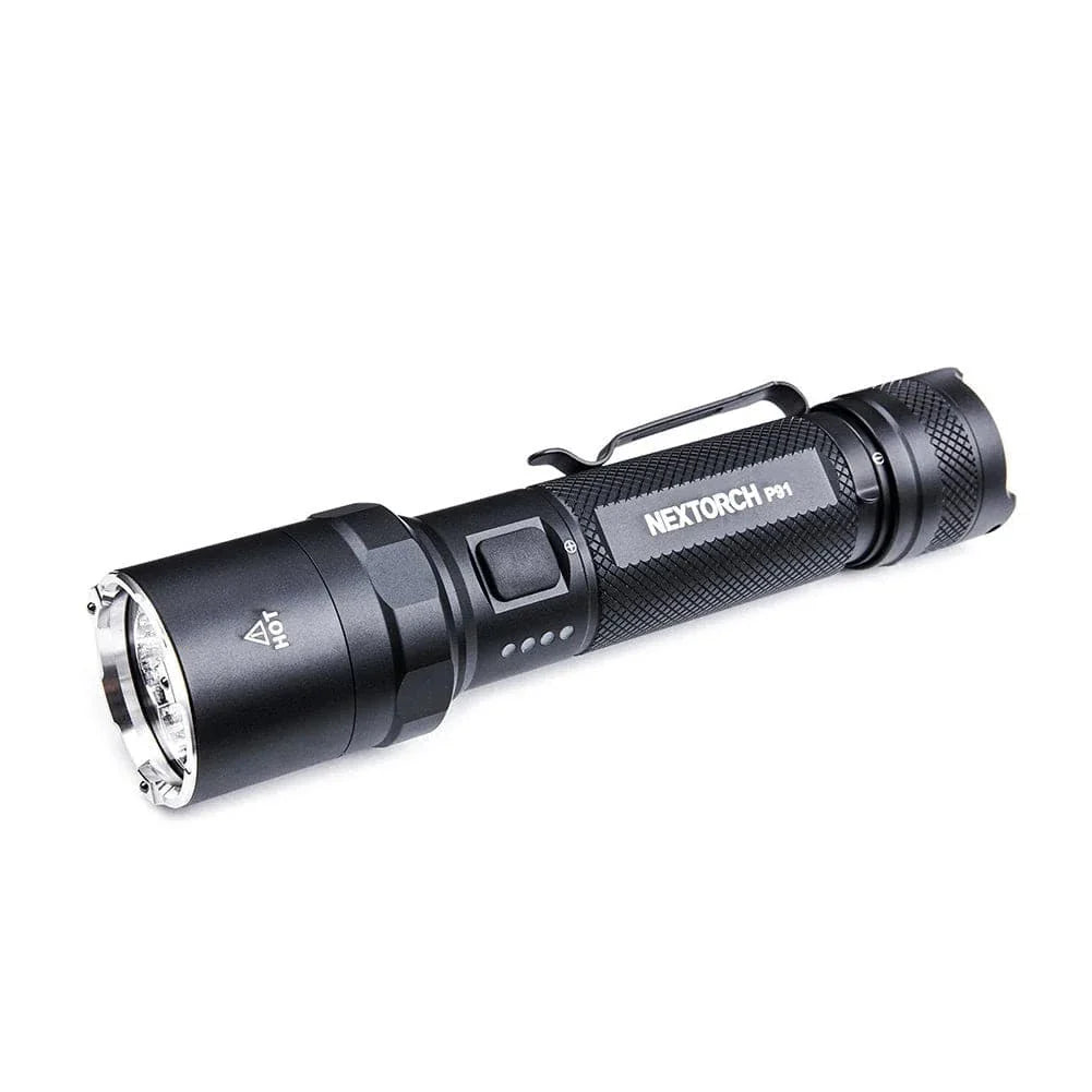 SFT2 Tactical P91 Dual Switch Flashlight with bright 5000 lumens, showcasing its mounted light design and dual switch feature.