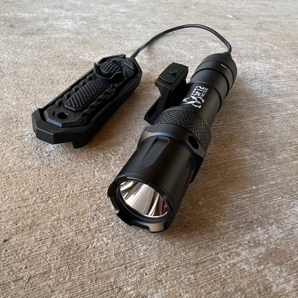 SFT2 Tactical RM19 Tac-Light mounted flashlight with a sleek design, ideal for tactical and outdoor use.