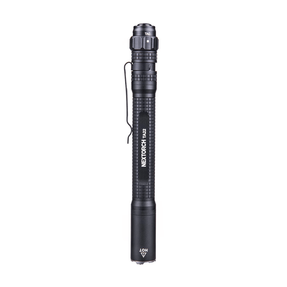 SFT2 Tactical TA22 penlight with 850 lumens, showcasing a compact design and tri-mode functionality for versatile lighting.