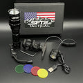 SFT2 Tactical multi-color flashlight with 1600 lumens, showcasing a durable design and mounted light features.