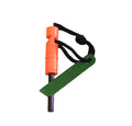 All-weather ferro rod fire starter with striker by Quakekits.com, compact tool for emergency fire starting in outdoor conditions.