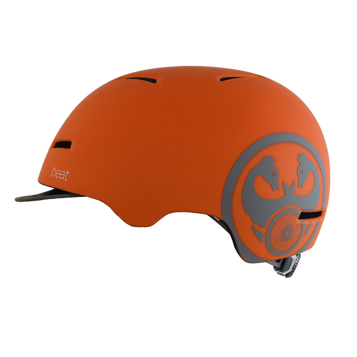 Orange ZEITBIKE FREETOWN BEAT multi-sport helmet with ventilation and adjustable straps, designed for active sports and riding.