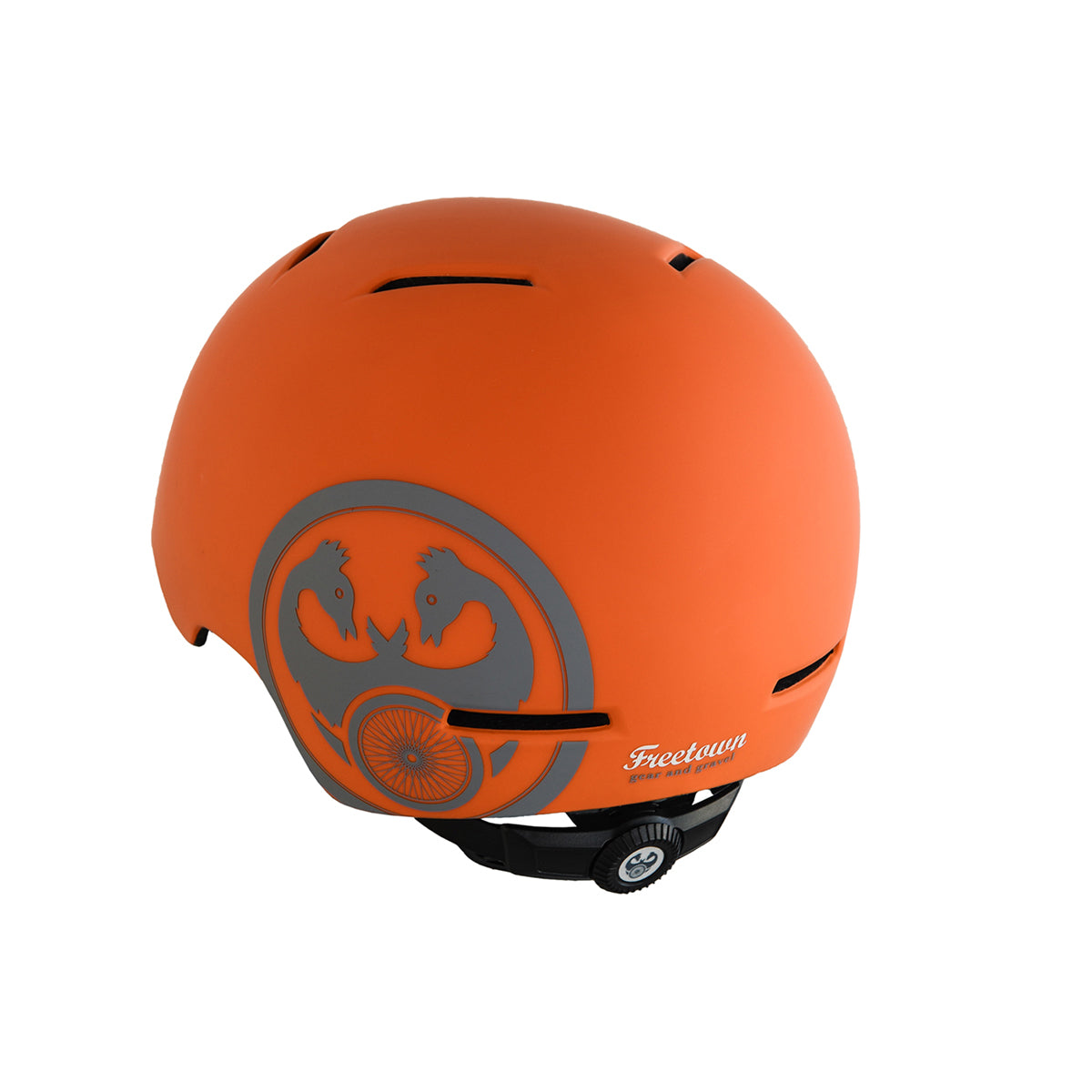 ZEITBIKE FREETOWN BEAT multi-sport helmet in orange with ventilation vents and adjustable straps, designed for active sports.