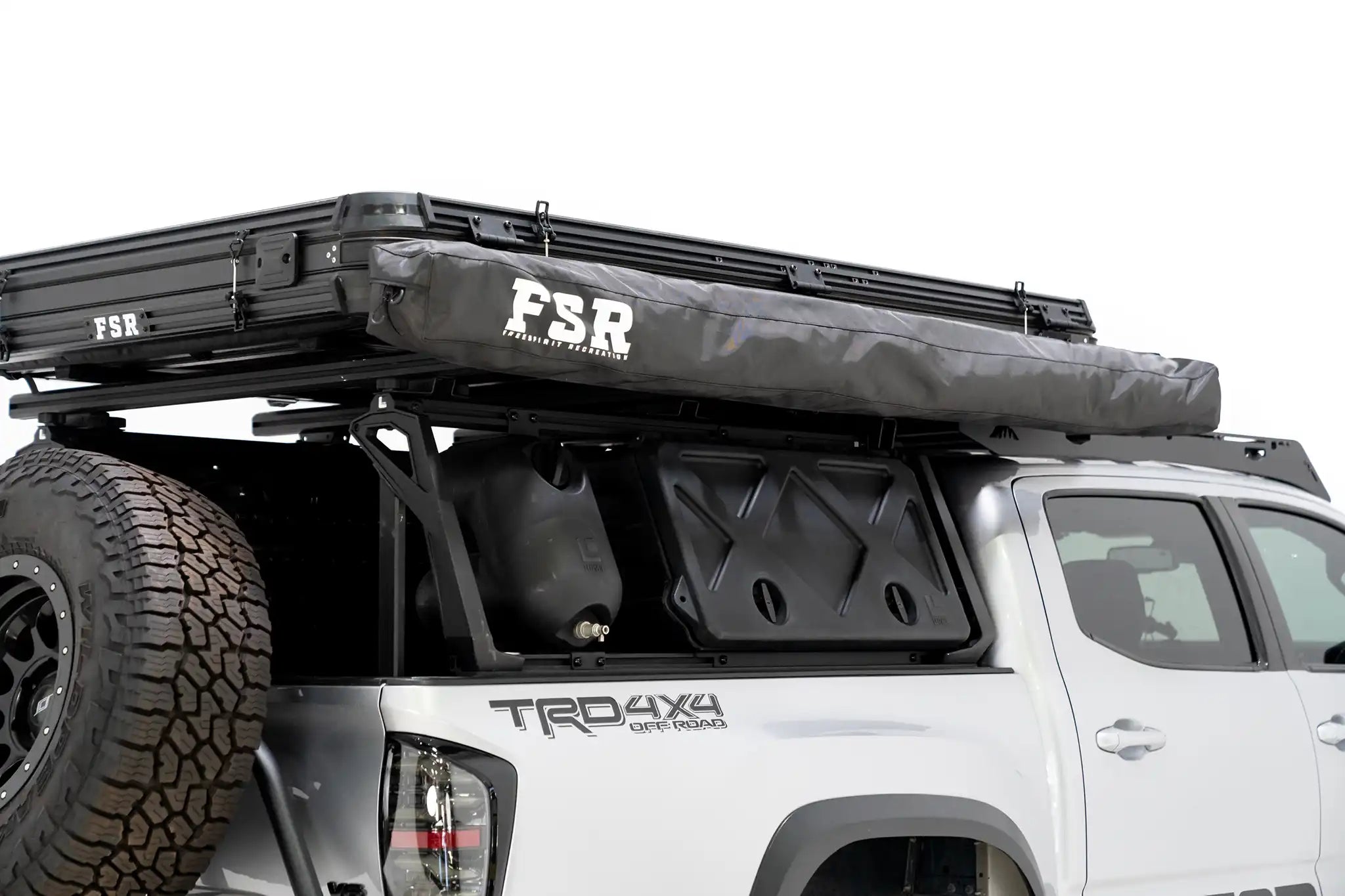 Closed Freespirit Recreation 270 Awning V2, a durable outdoor awning with a sleek design, ready for camping and outdoor shade.