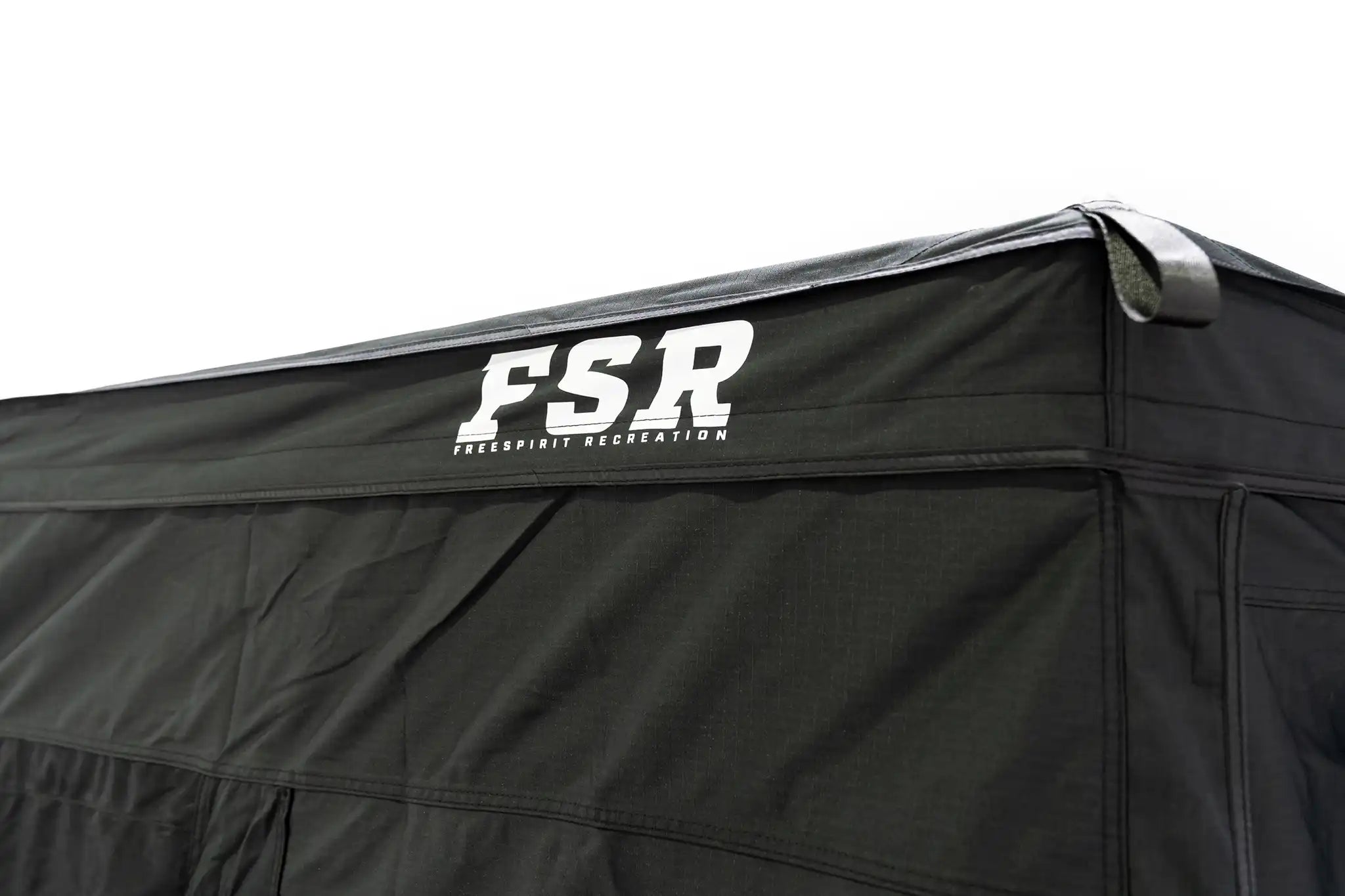 Freespirit Recreation 270 Awning Walls (V2) installed, showcasing a complete outdoor shelter setup with sturdy fabric walls.