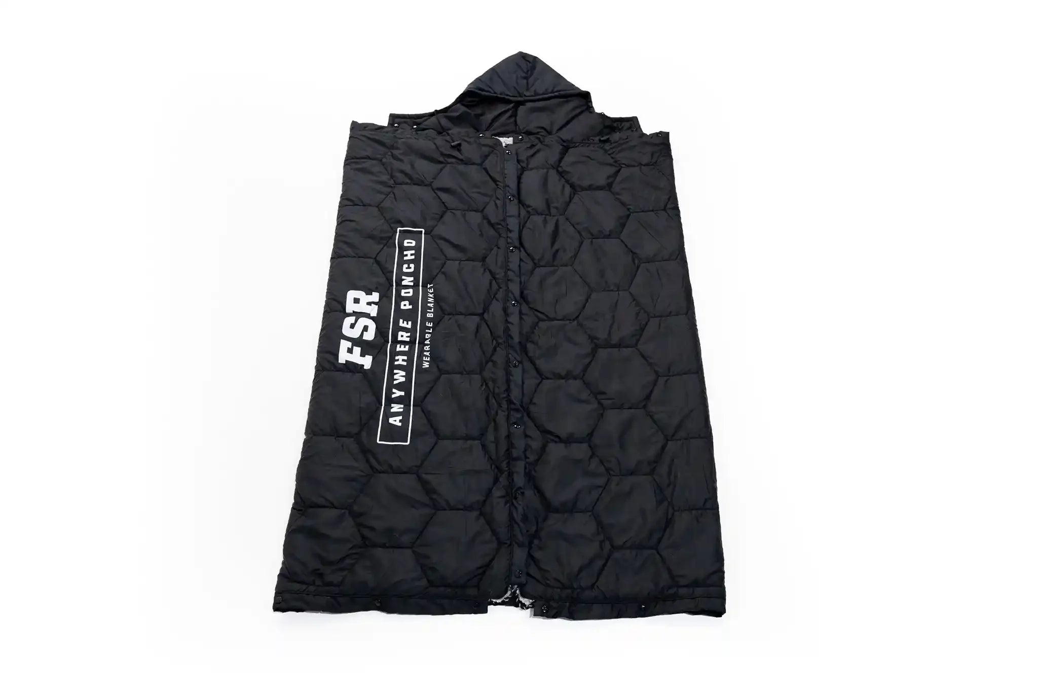 Freespirit Recreation Anywhere Poncho in camping blanket mode, outdoor outerwear with a warm, cozy design for versatile outdoor use.