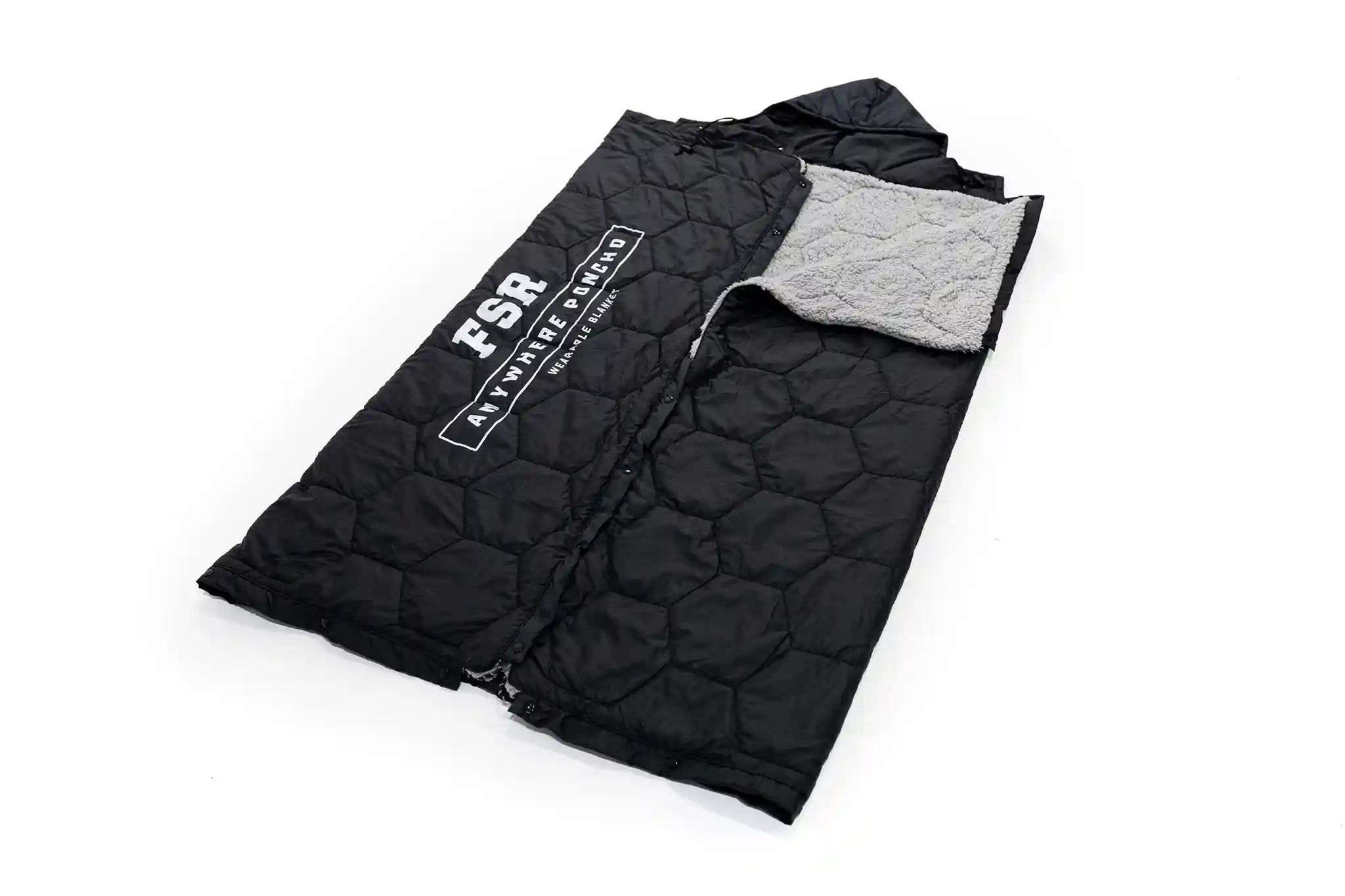 Freespirit Recreation Anywhere Poncho, a cozy outdoor camping puff blanket in vibrant color, perfect for chilly weather.