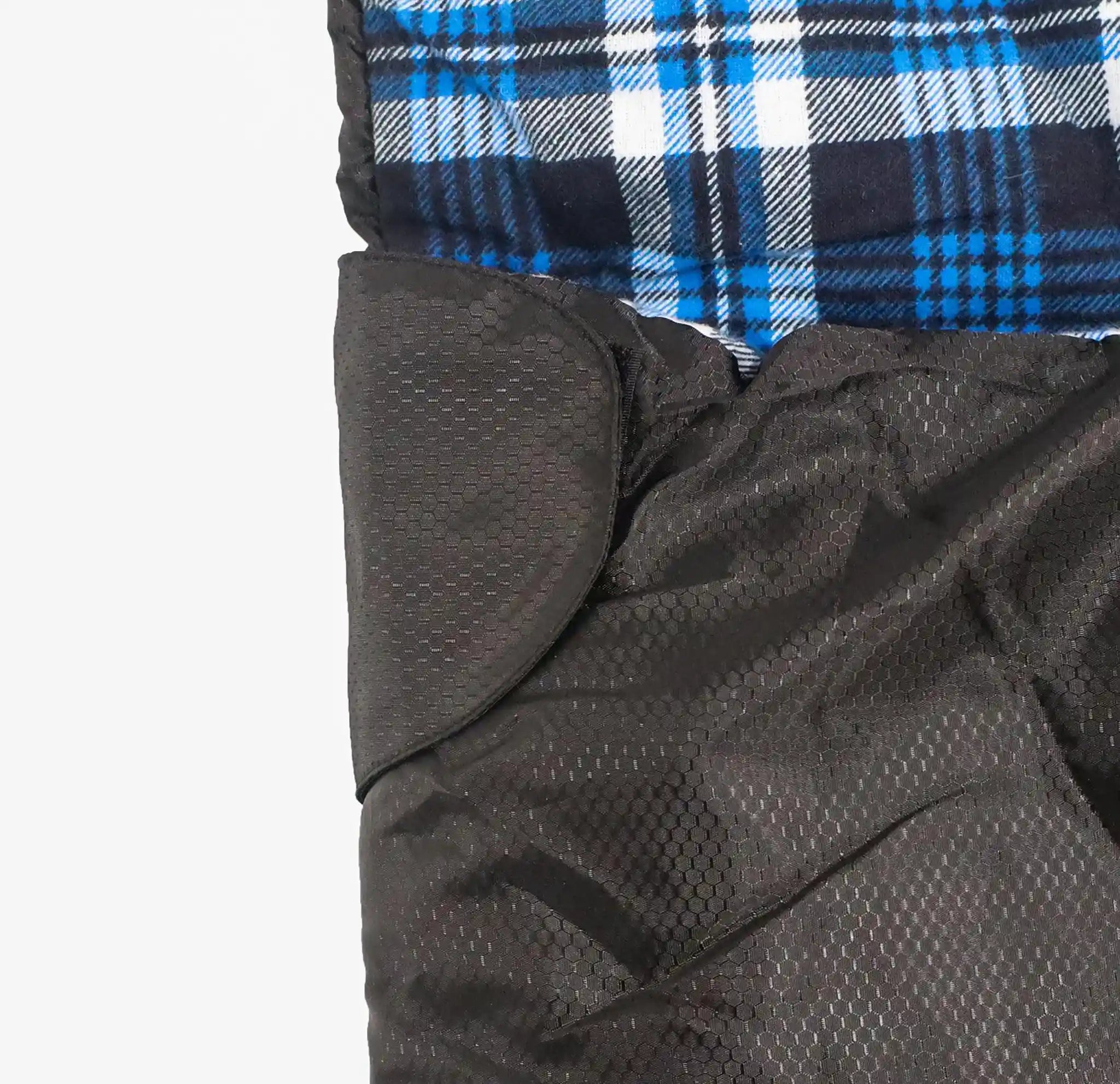 Freespirit Recreation sleeping bag in a rooftop tent, showing the zipper cover and cozy interior for camping comfort.