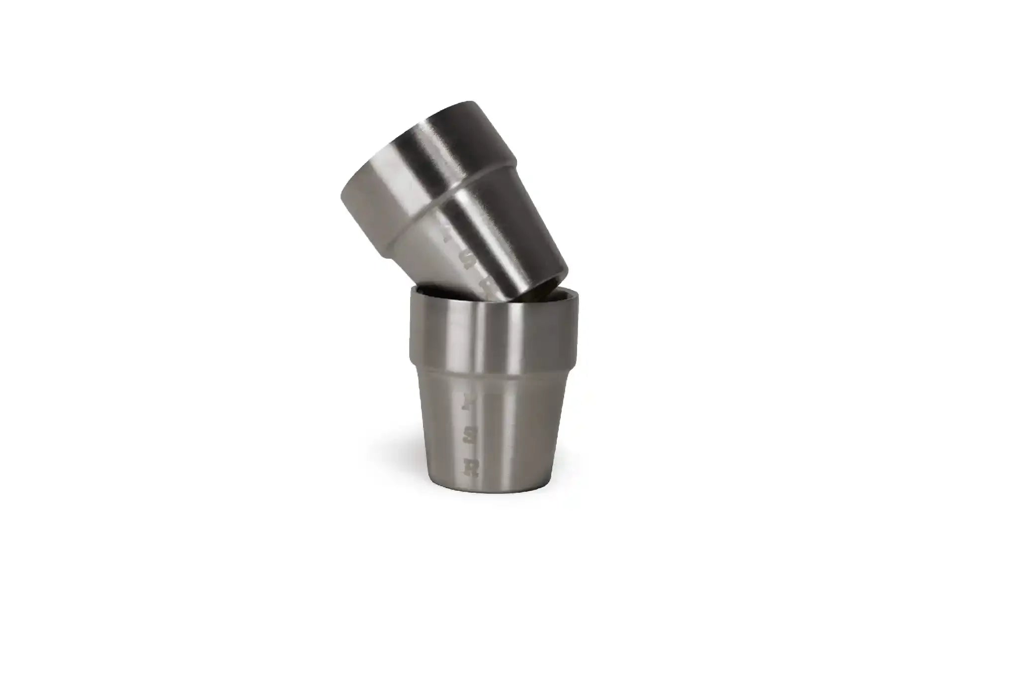 Set of four stainless steel whiskey cups by Freespirit Recreation, durable kitchenware for enjoying spirits.