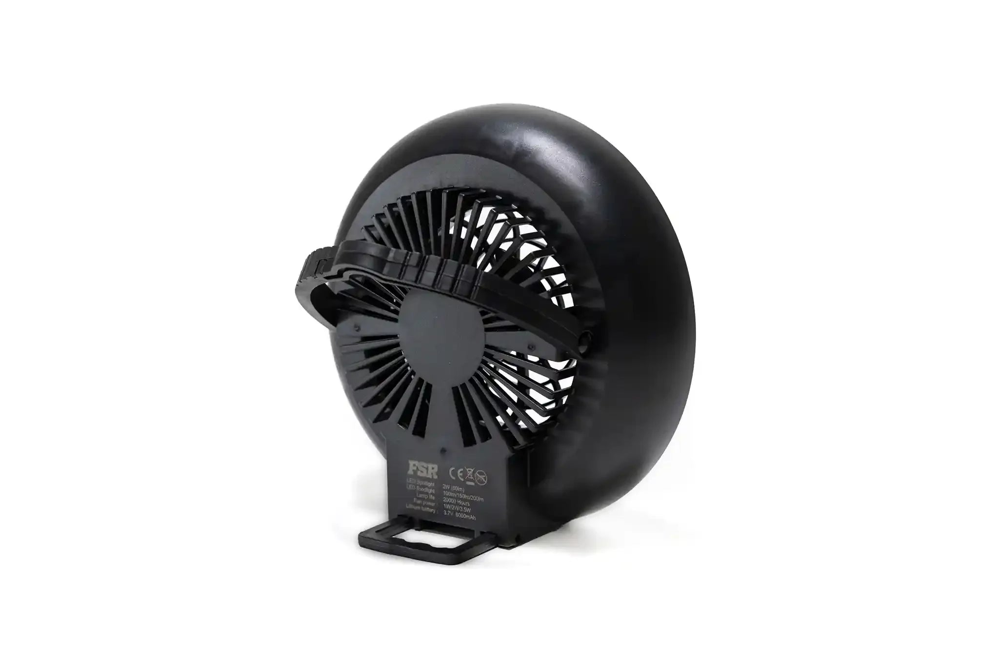 Freespirit Recreation LED fan lamp mounted on a rooftop tent, providing bright lighting for outdoor camping and outdoor adventures.