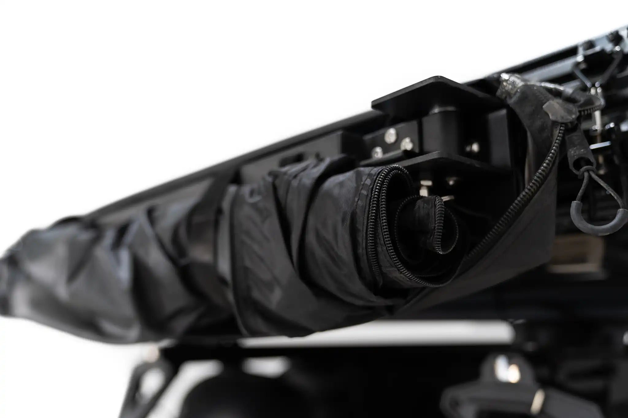 Freespirit Recreation shower awning stored in a compact storage bag, showcasing its portable design and easy transport.