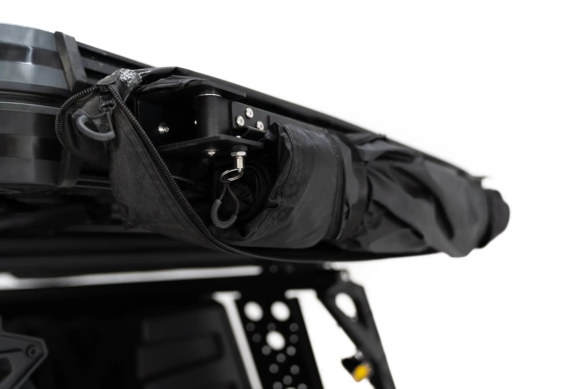 Freespirit Recreation shower awning collapsed and stored in a compact storage bag for easy transport.