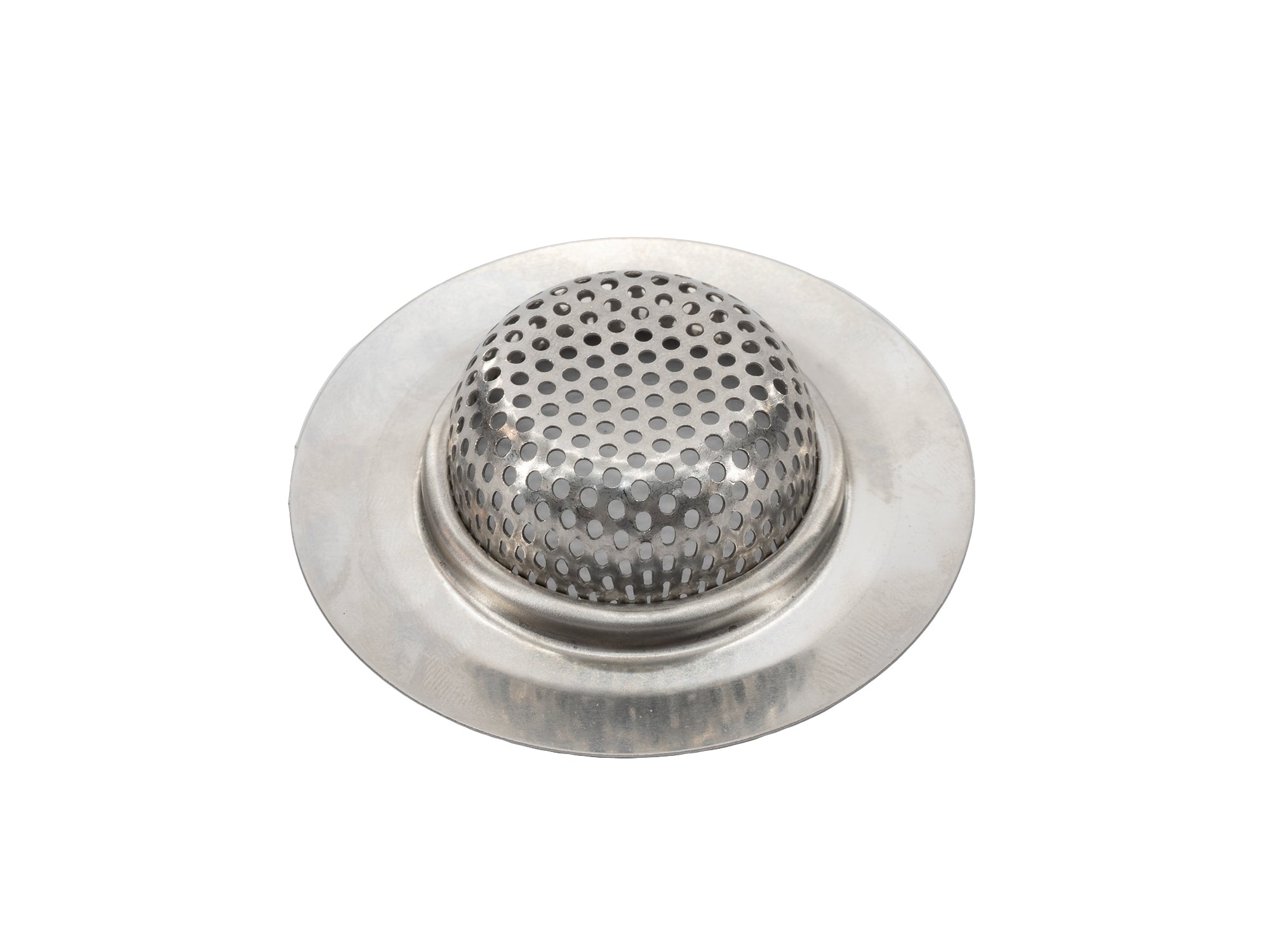 GoWesty sink strainer in use, showing its mesh basket design for trapping debris in kitchen or bathroom sinks.