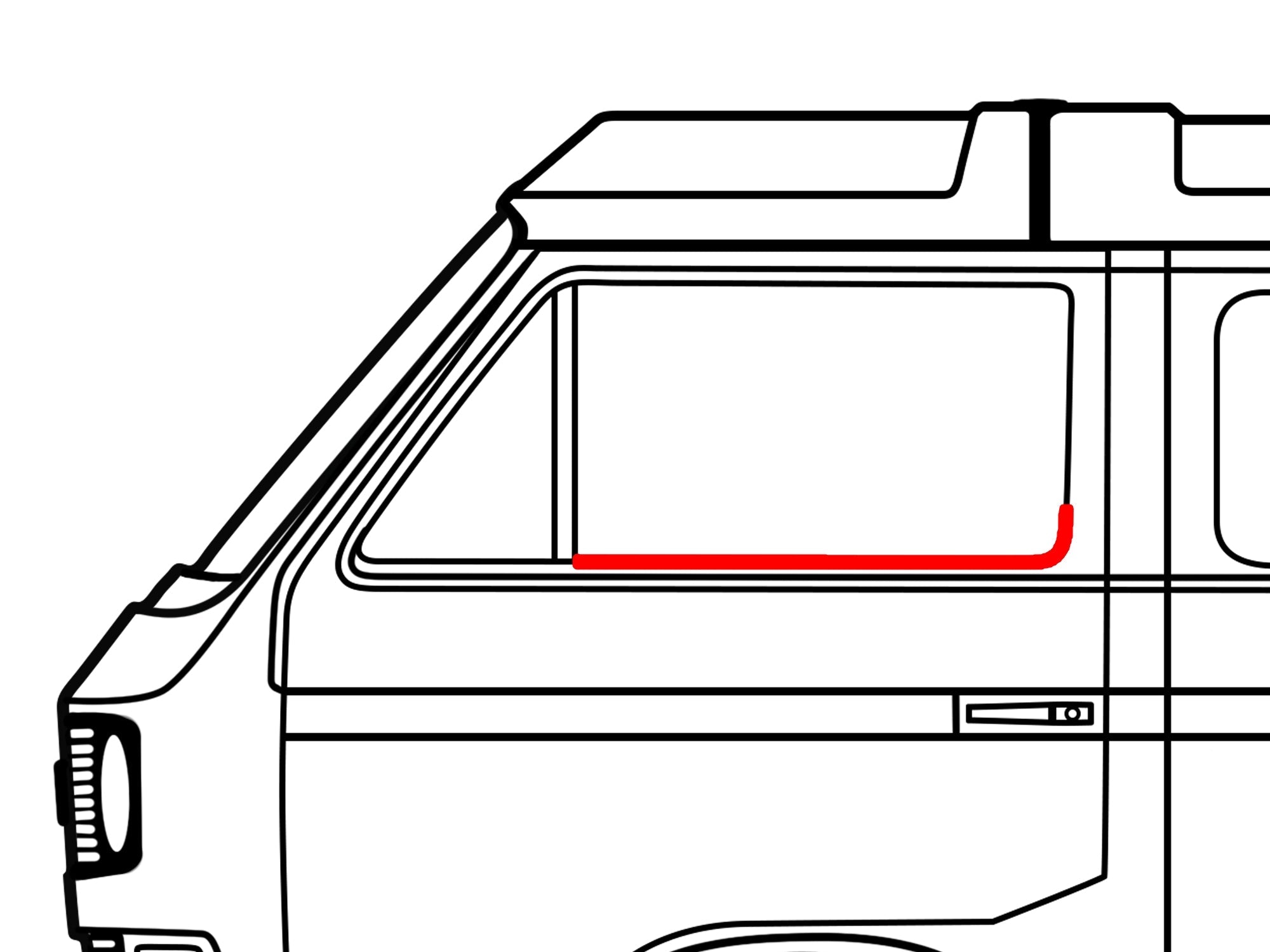 Window Scraper without Groove - Outside Driver/Inside Passenger [Vanagon] - OVERLANDERS Outfitter