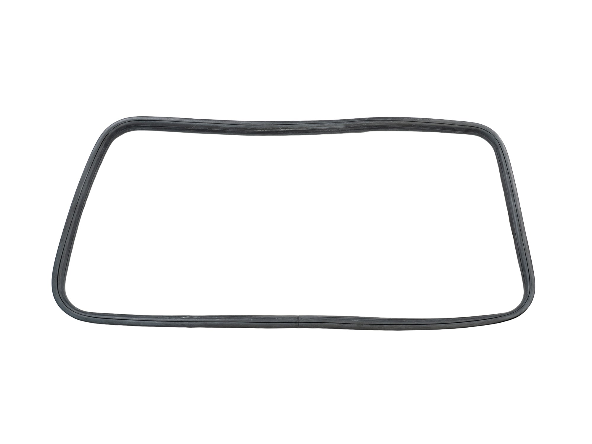 GoWesty rear side window seal with groove for Vanagon, showing the flexible rubber seal fitting around the window frame.