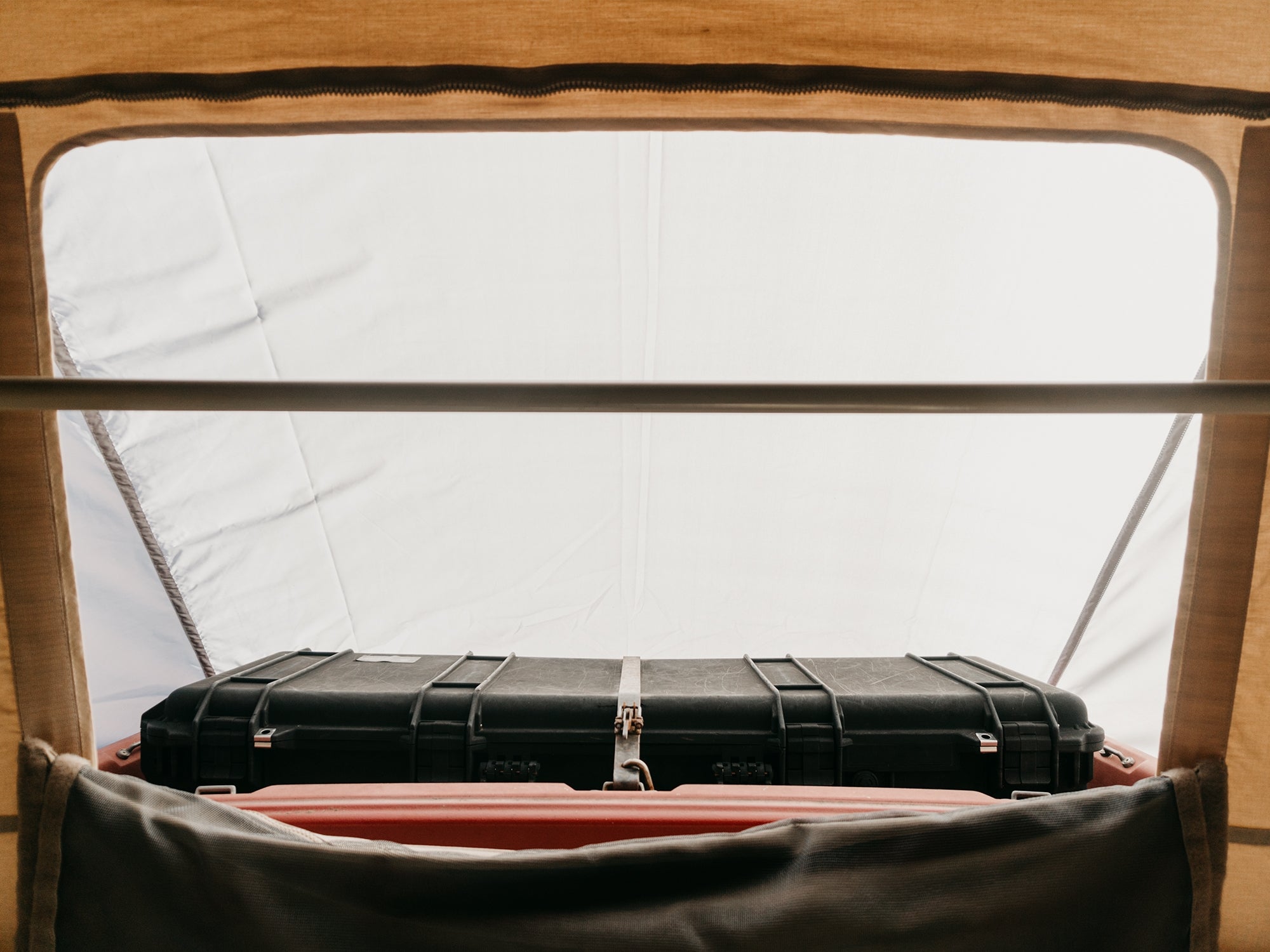 GoWesty Weather-Stopper Pop-Top Fly for Vanagon, full view showing durable fabric and secure fit for weather protection