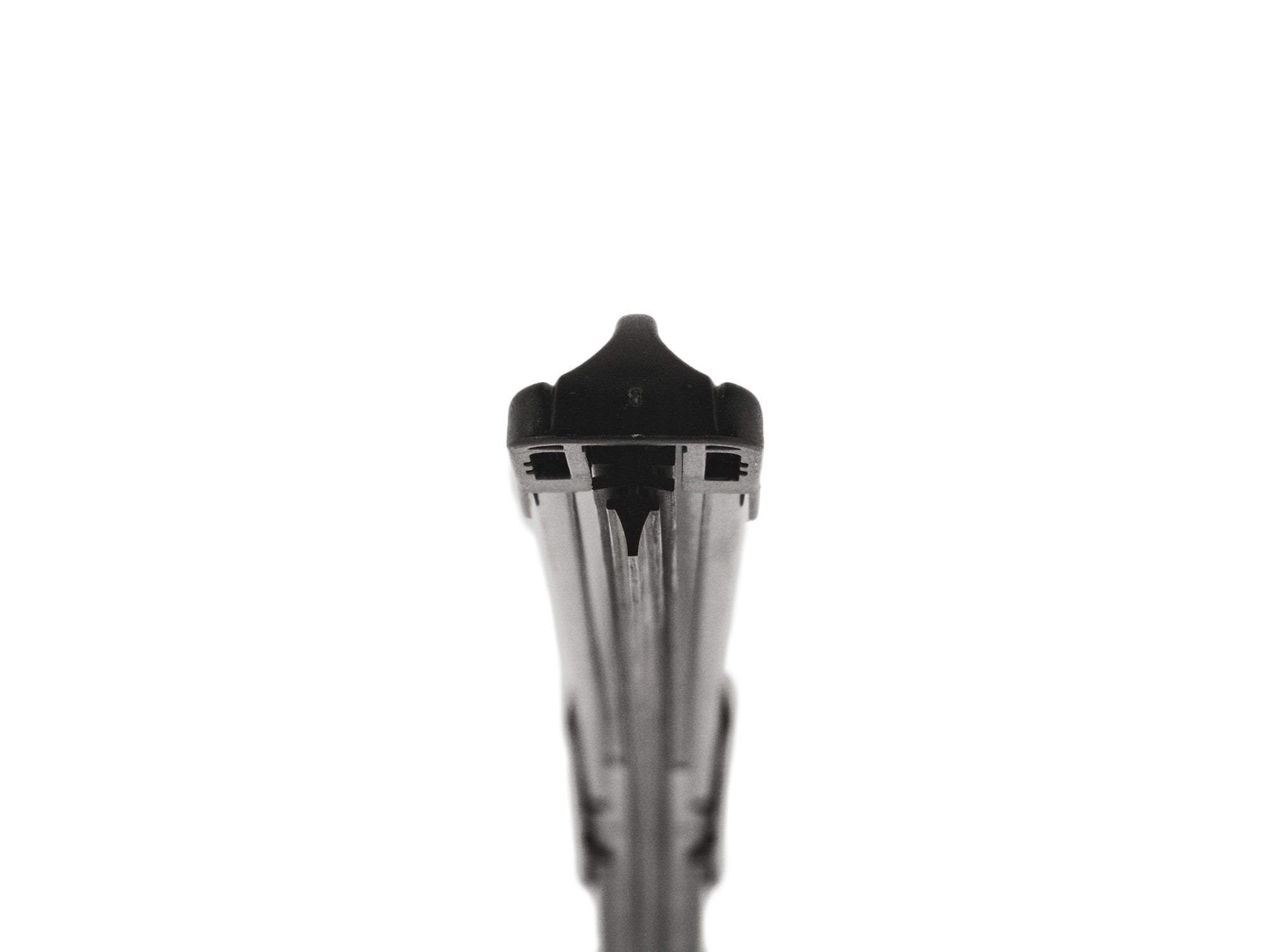 GoWesty 21-inch heavy duty wiper blade for Vanagon, showing the durable rubber edge and metal frame in a close-up view.