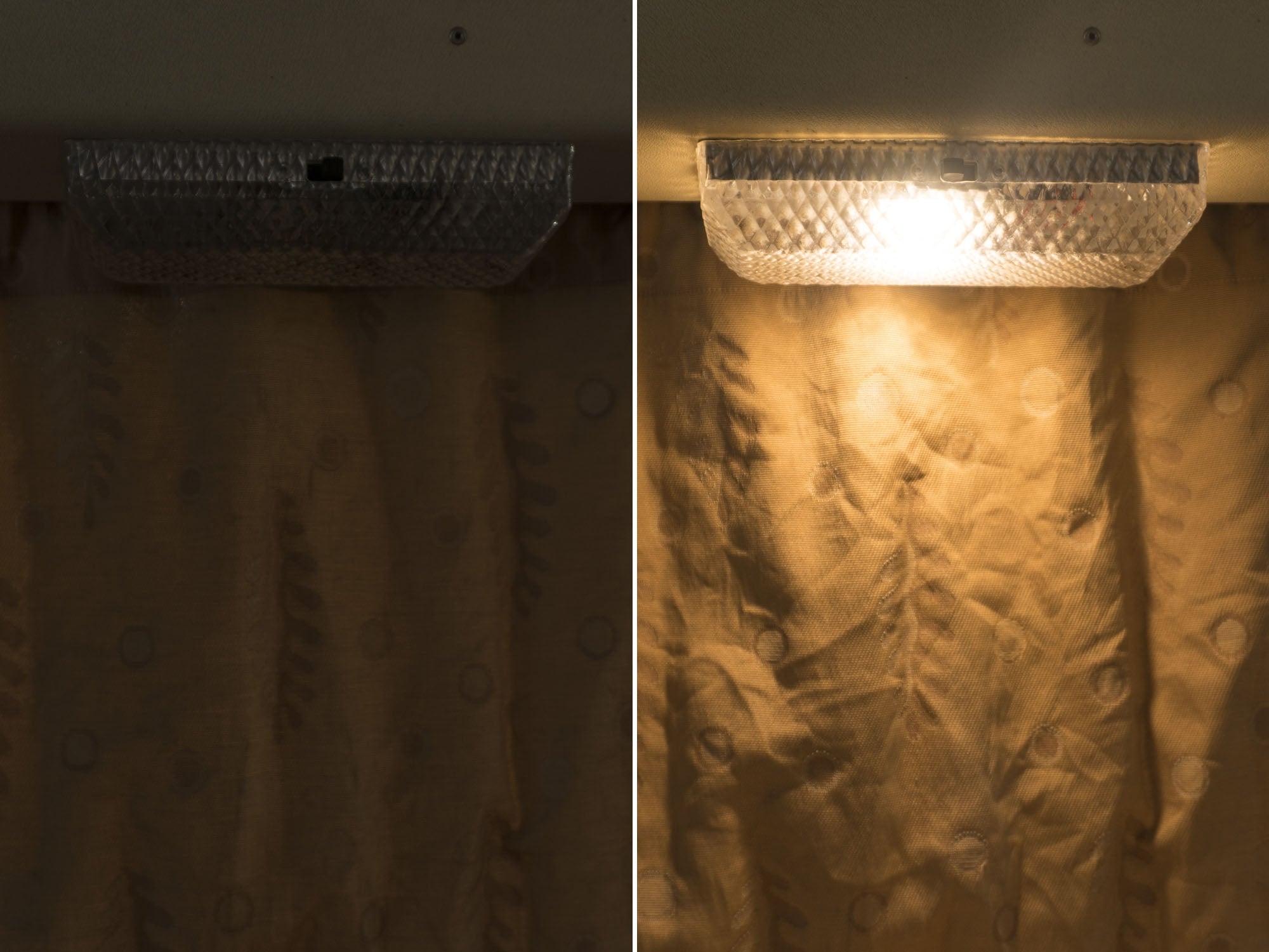 GoWesty LED bulb for Early Camper interior lighting, showing a close-up of the energy-efficient bulb installed in a camper van interior.