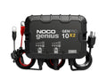 GoWesty Noco Genius GenPro10x2 battery charger showing its compact design with multiple charging ports and digital display.