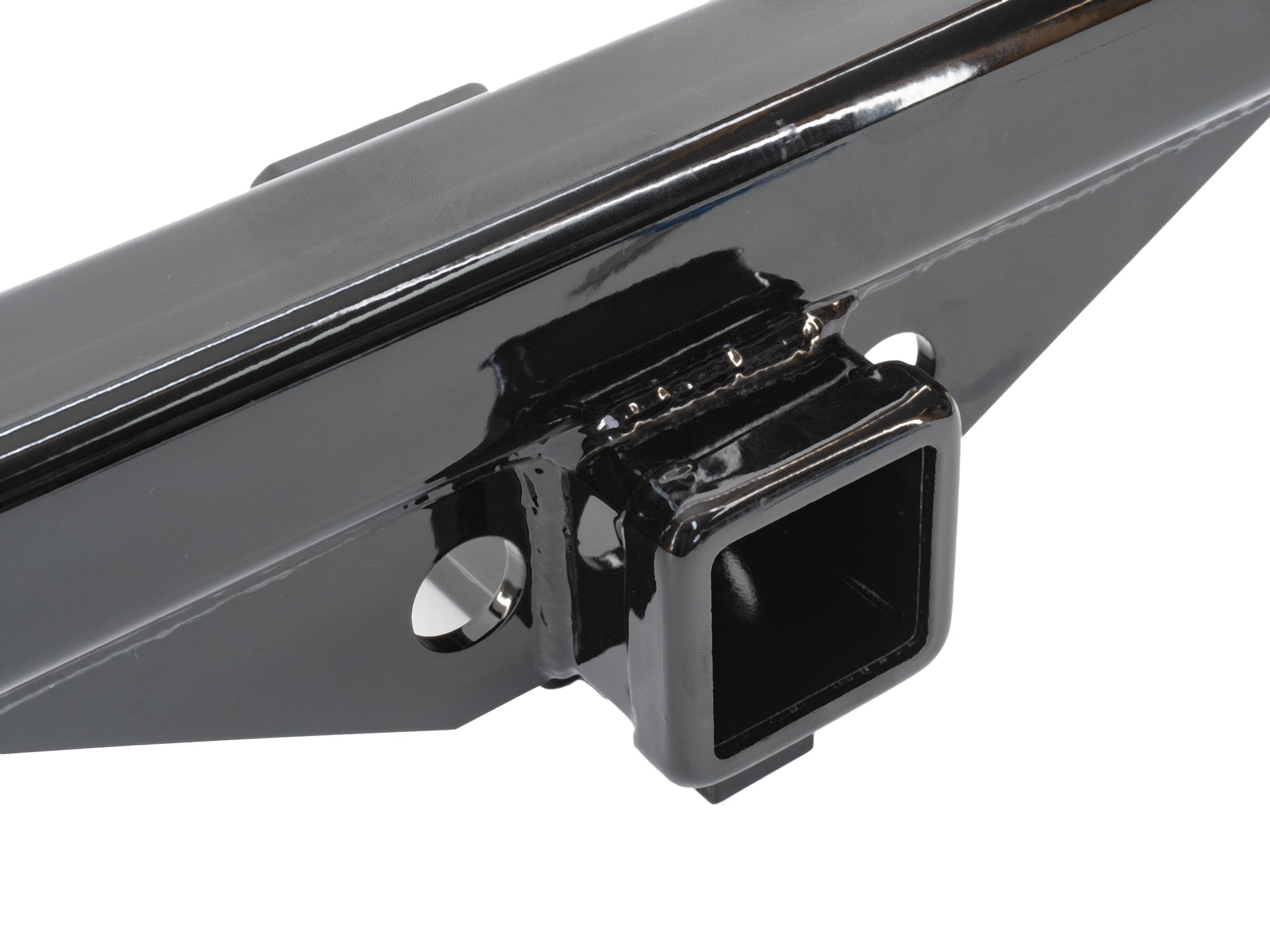 Watercooled Vanagon trailer hitch with 2-inch receiver by GoWesty, showing the sturdy metal hitch and mounting hardware.