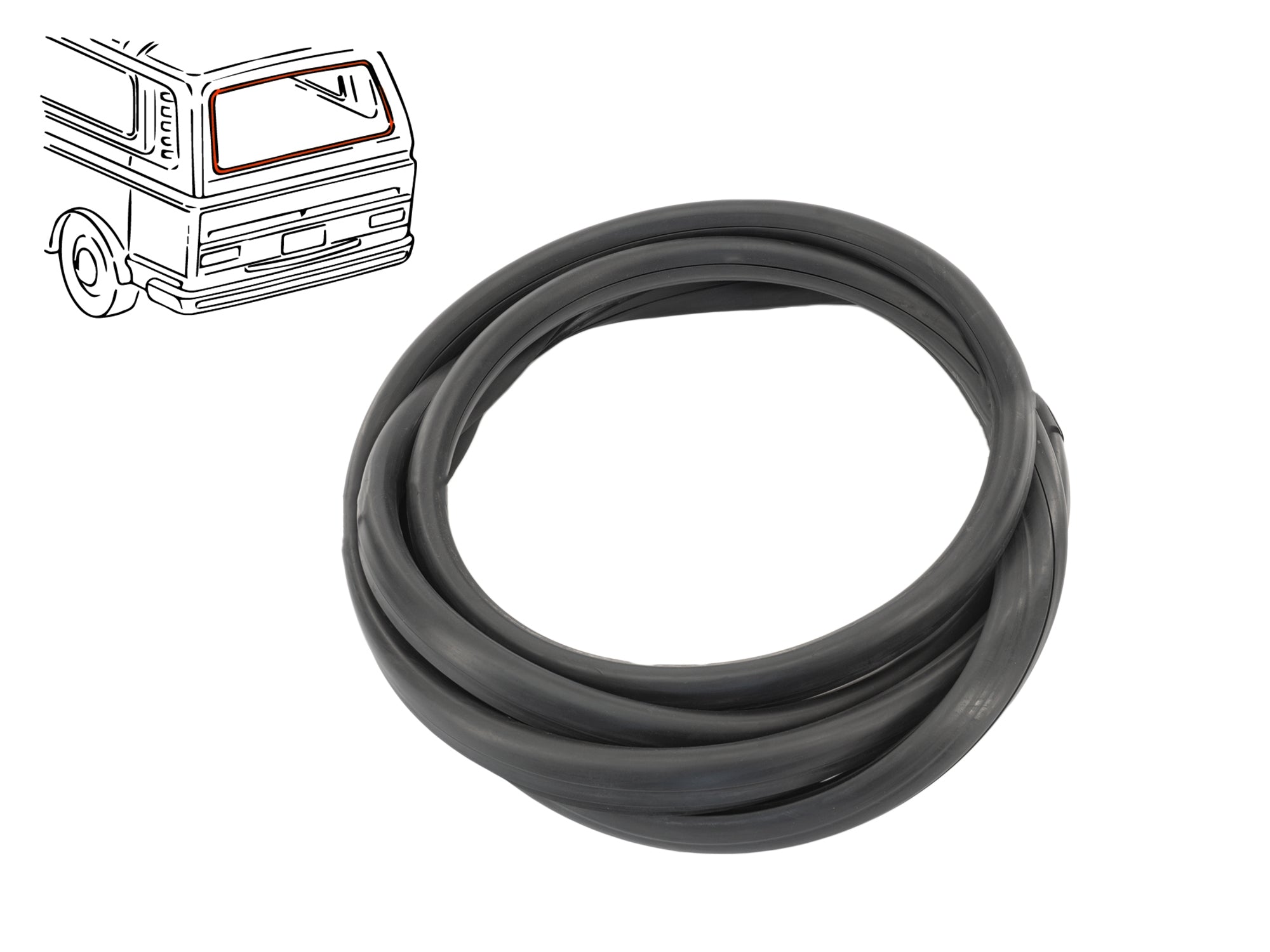 GoWesty rear hatch window seal without groove, flexible rubber weatherstripping for car hatch door protection.