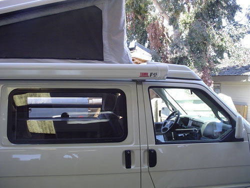GoWesty Eurovan awning mounting kit with metal brackets and hardware for easy outdoor installation.
