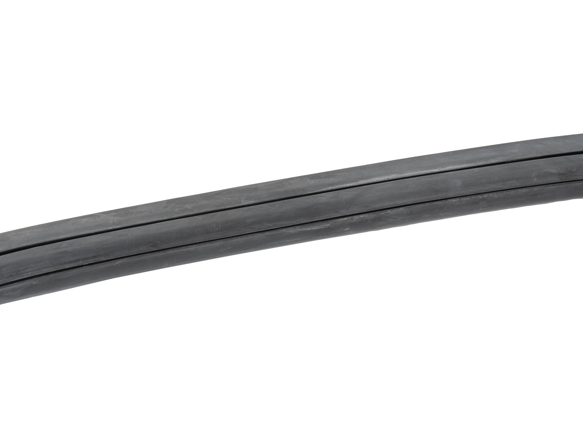 GoWesty rear side window seal with groove for Vanagon, showing the flexible rubber seal in natural setting