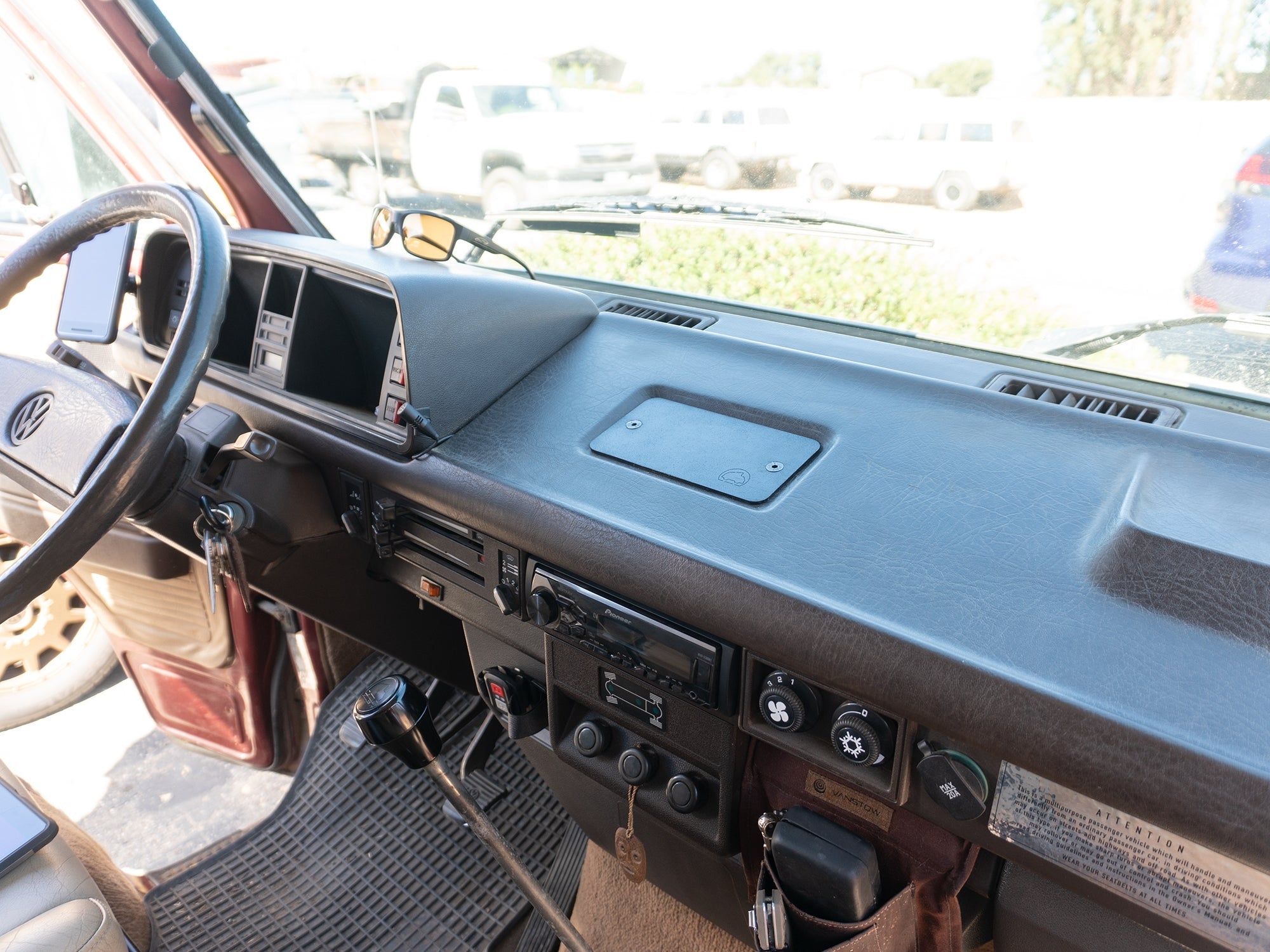 GoWesty Vanagon ashtray delete kit front panel, replacement part for removing rear ashtray in classic Volkswagen Vanagon.