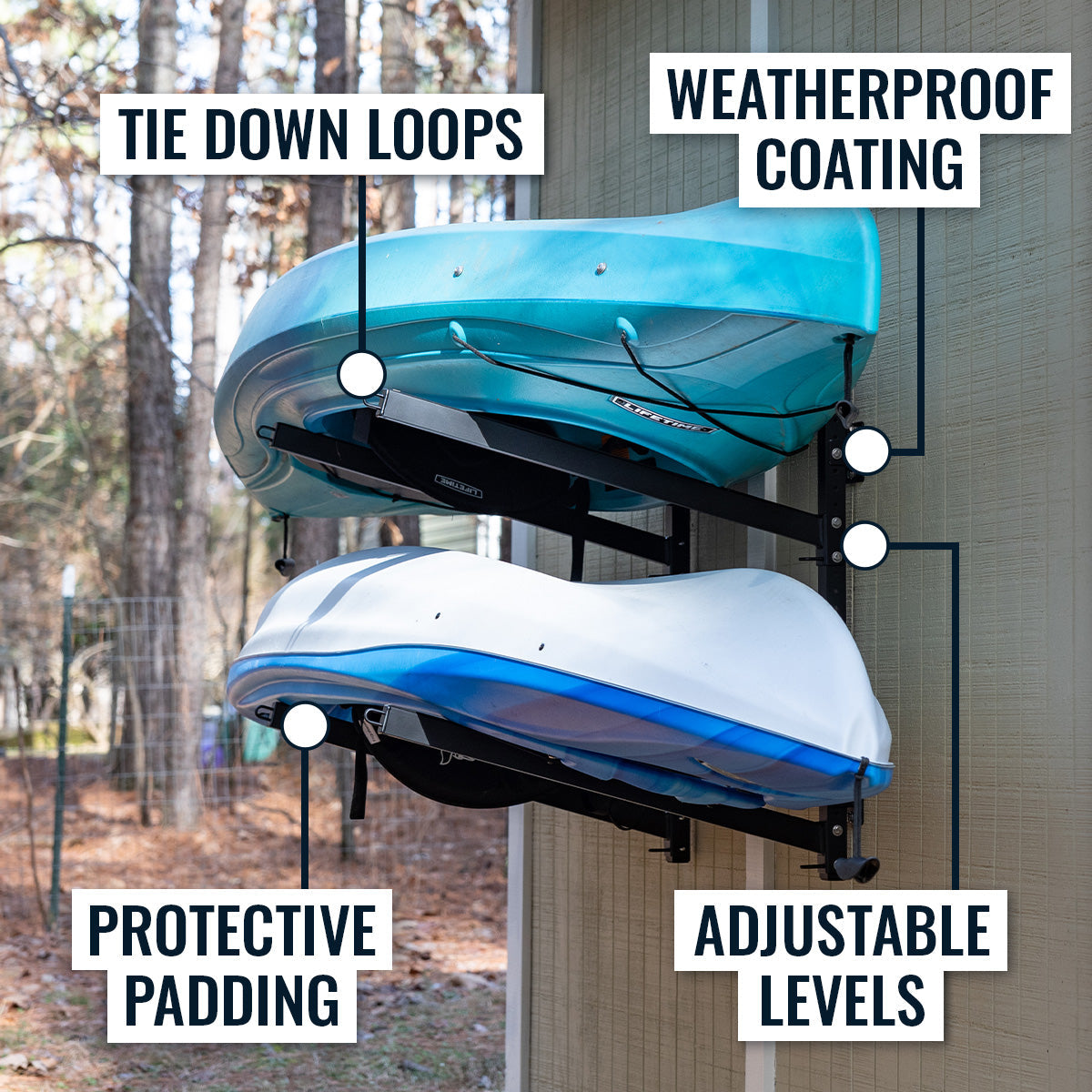 Shenandoah Kayak Rack | Outdoor Adjustable Storage | 2 Levels - OVERLANDERS Outfitter