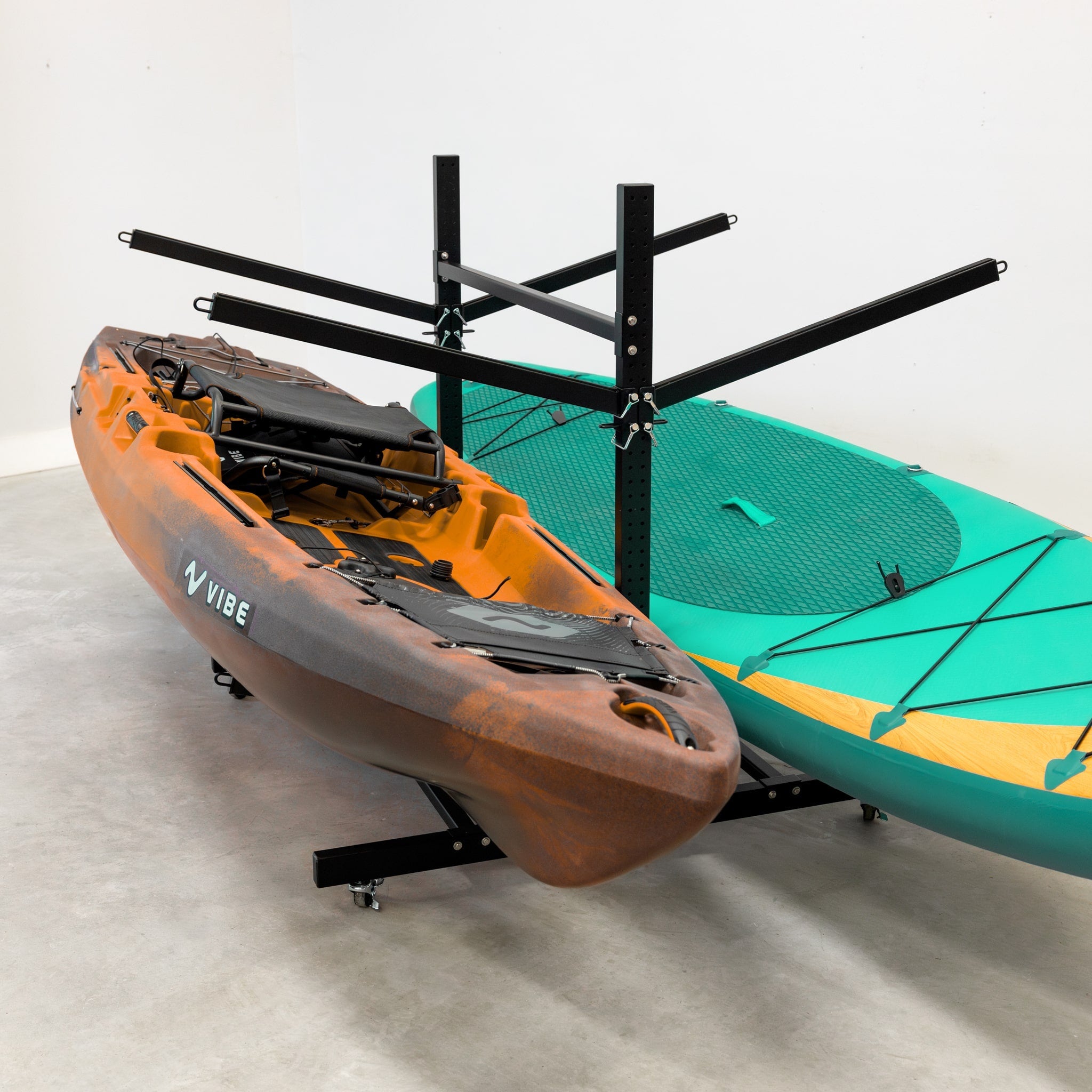 G-Watersport 4 Kayak & Canoe Rack | 4 Levels With Wheels | Double-Sided | Black - OVERLANDERS Outfitter