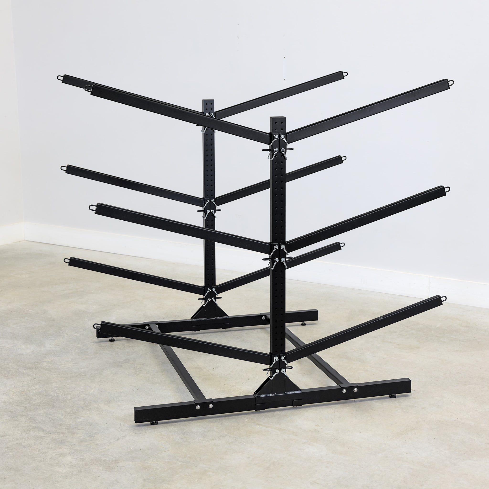 Freestanding 6-Level Double-Sided Kayak & Paddleboard Storage Rack – Black - OVERLANDERS Outfitter