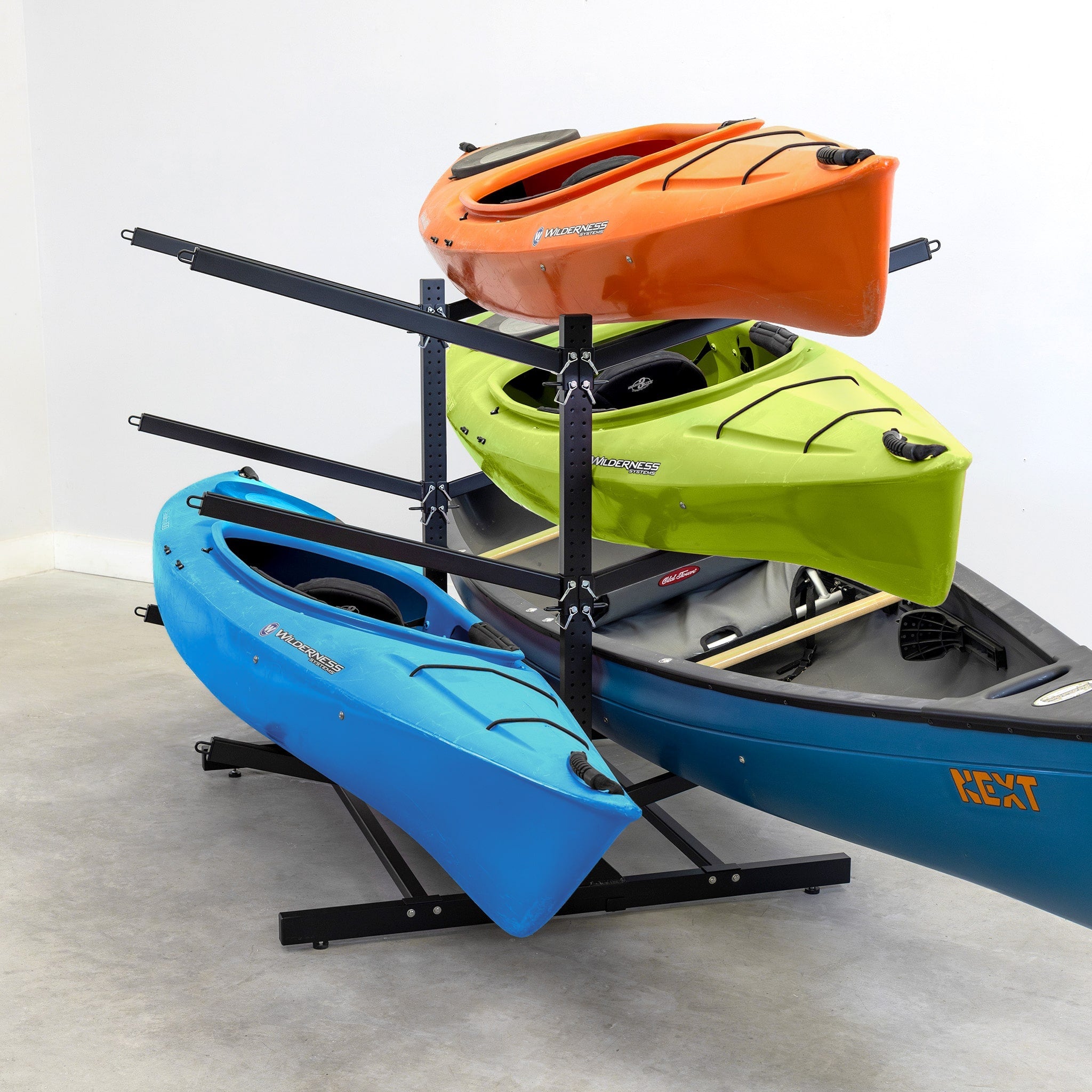 Freestanding 6-Level Double-Sided Kayak & Paddleboard Storage Rack – Black - OVERLANDERS Outfitter
