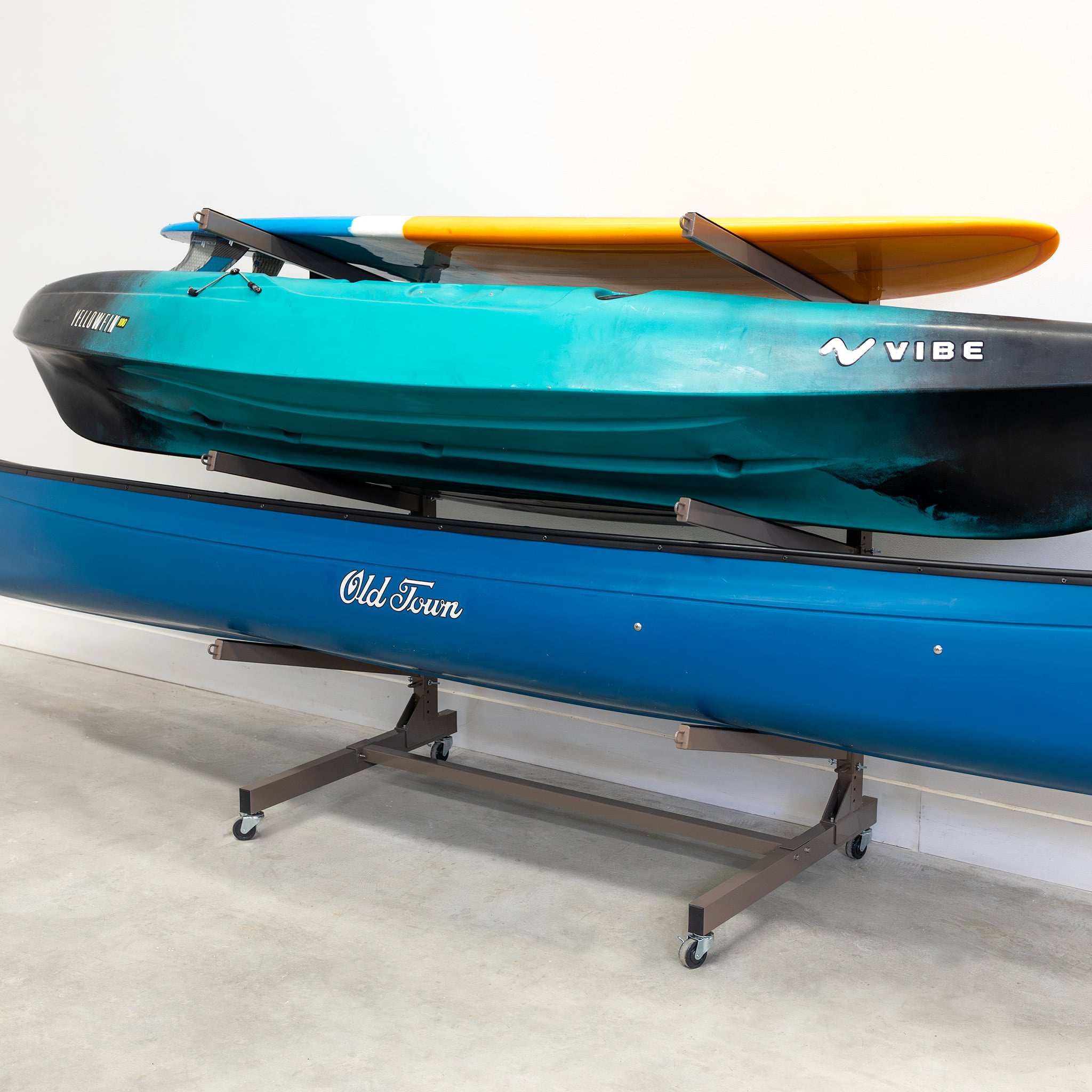 G-Watersport 3 Kayak & Canoe Rack | 3 Levels With Wheels | Single-Sided | Mud - OVERLANDERS Outfitter