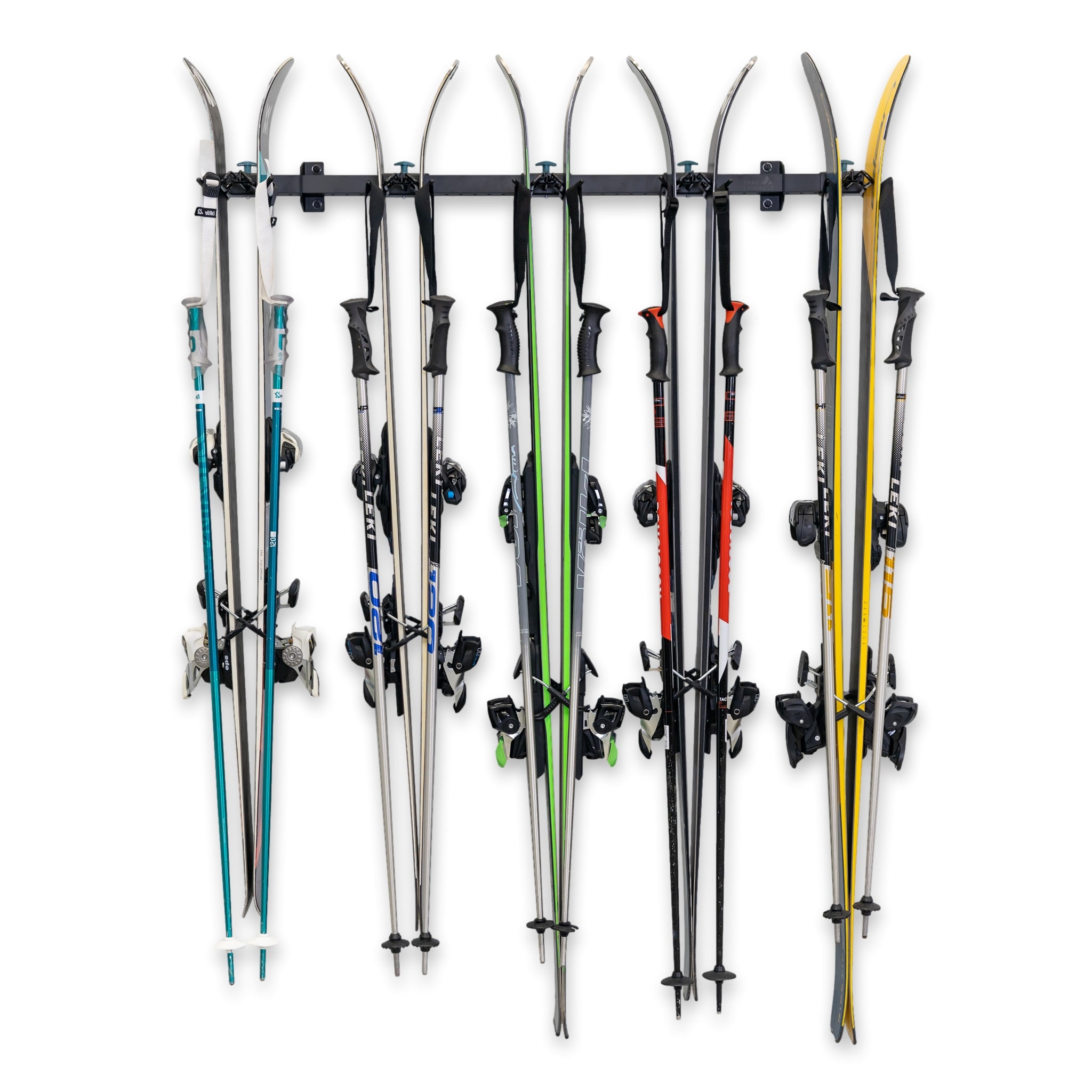 Lone Peak Ski Rack | Adjustable Wall Storage System | Holds 5 Pairs of Skis - OVERLANDERS Outfitter