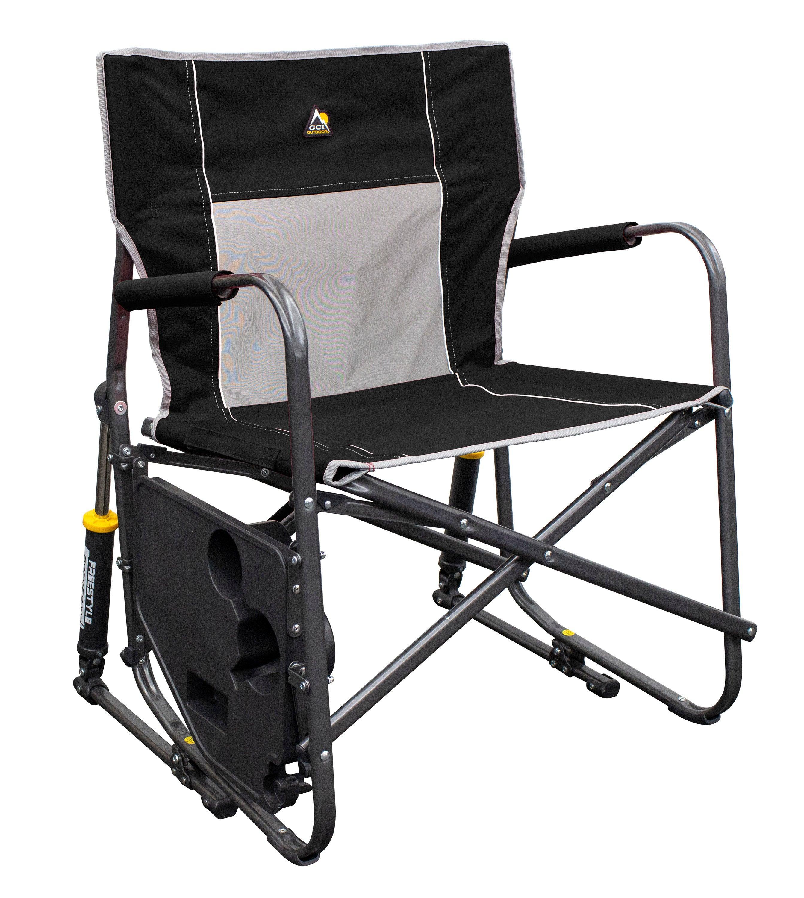 GCI Outdoor Freestyle Rocker XL Portable Folding Rocking Chair, Outdoor Camping Chair with Side Table, Aluminum - OVERLANDERS Outfitter