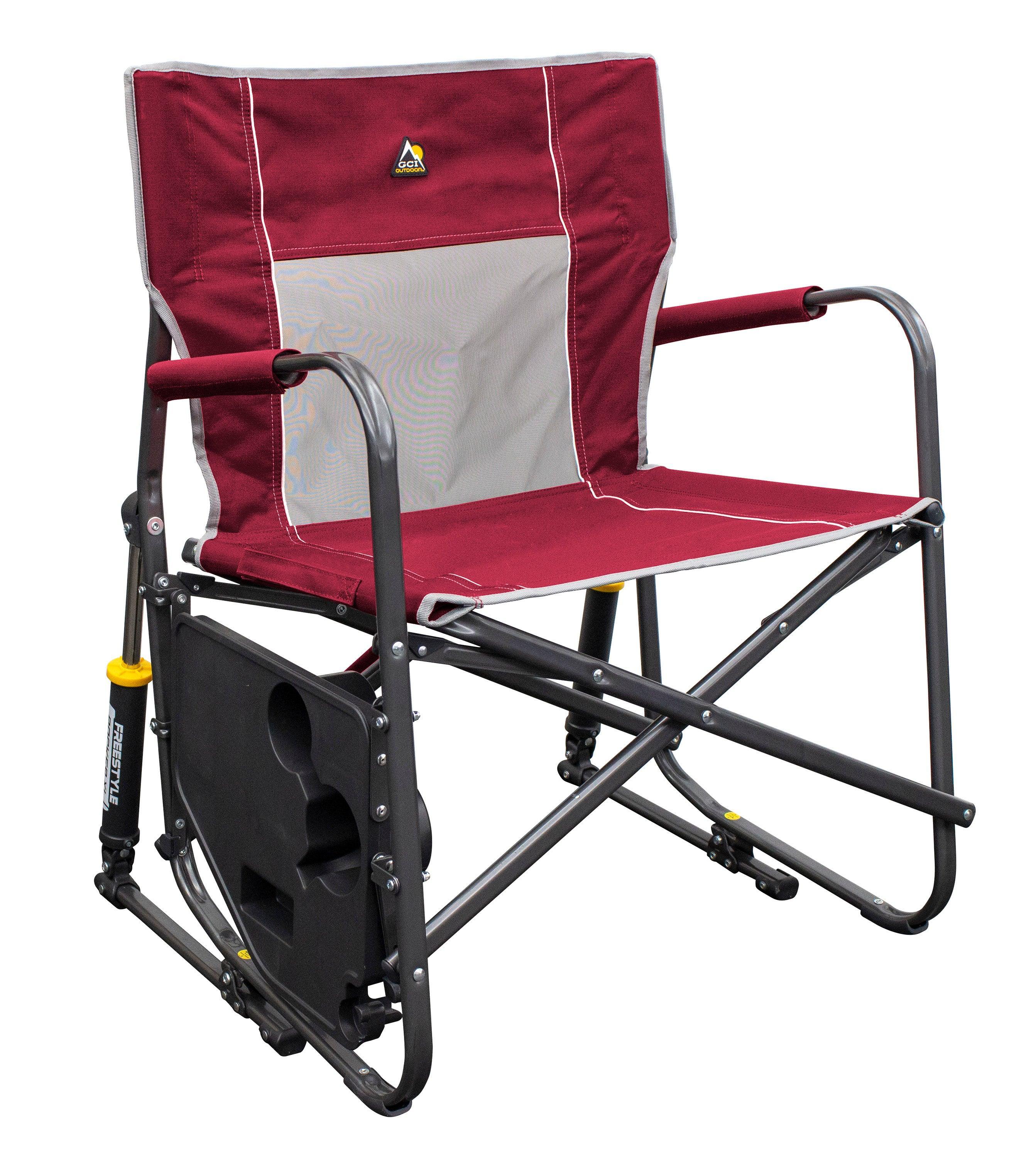 GCI Outdoor Freestyle Rocker XL Portable Folding Rocking Chair, Outdoor Camping Chair with Side Table, Aluminum - OVERLANDERS Outfitter