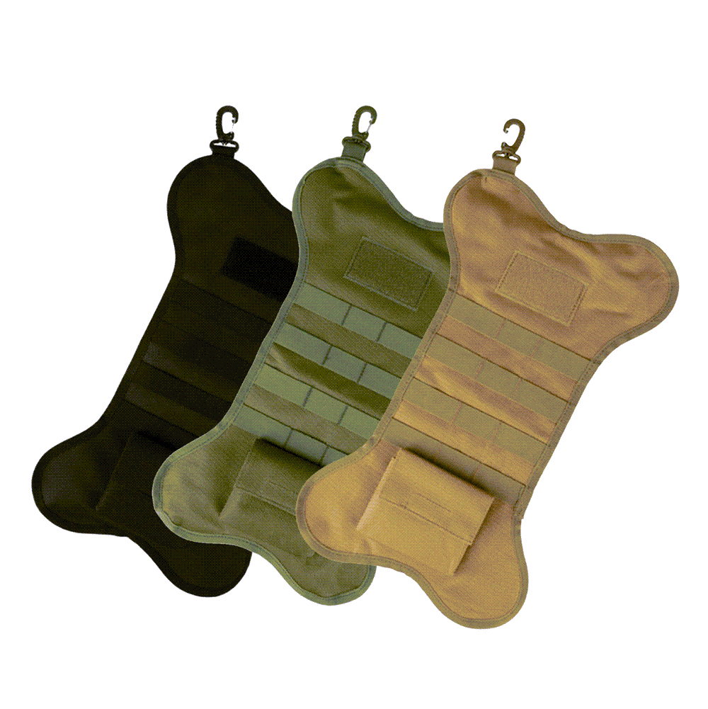 Dog bone-shaped tactical Christmas stocking by SFT2 Tactical, featuring festive design and durable materials for pet lovers.