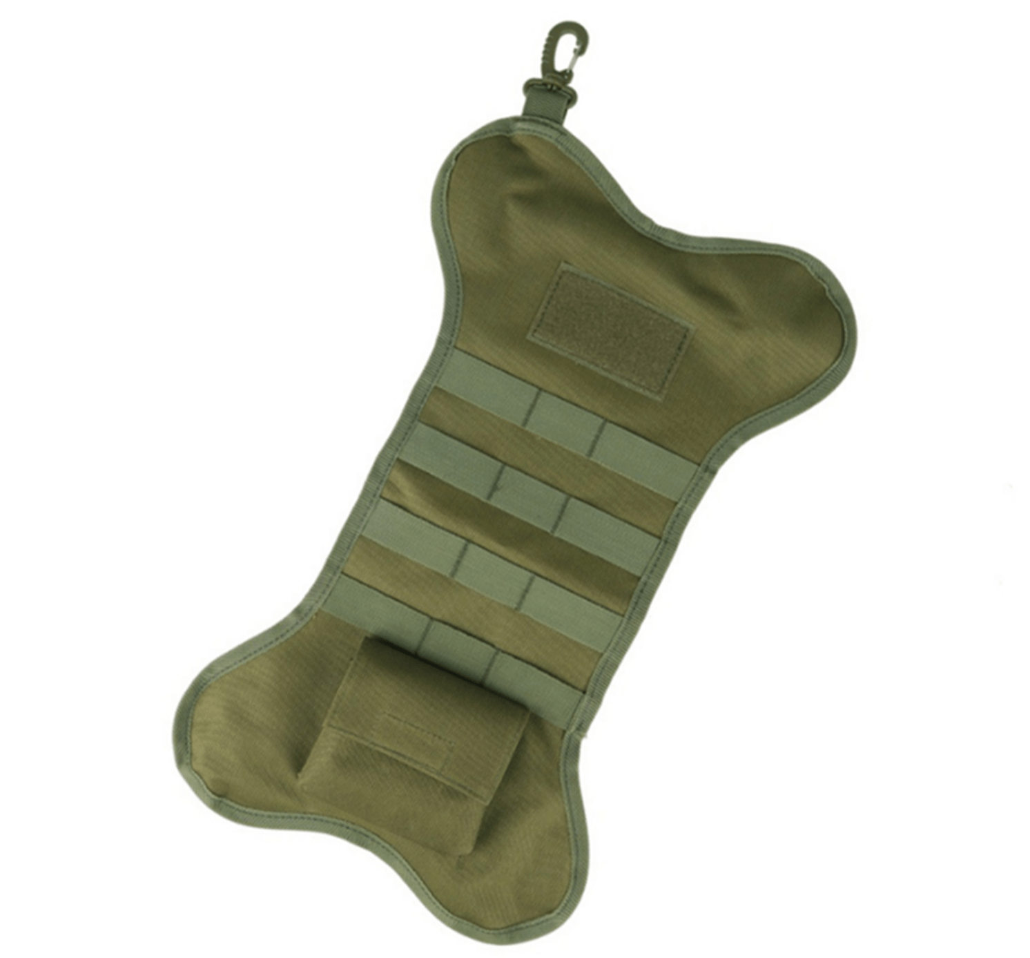 OD green Dog Bone Tactical Christmas Stocking by SFT2 Tactical, designed for dog lovers and festive pet gifts.