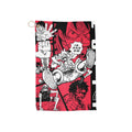 Dojo Designs golf towel with 16x24-inch size, featuring a soft fabric front view perfect for cleaning golf clubs and balls.