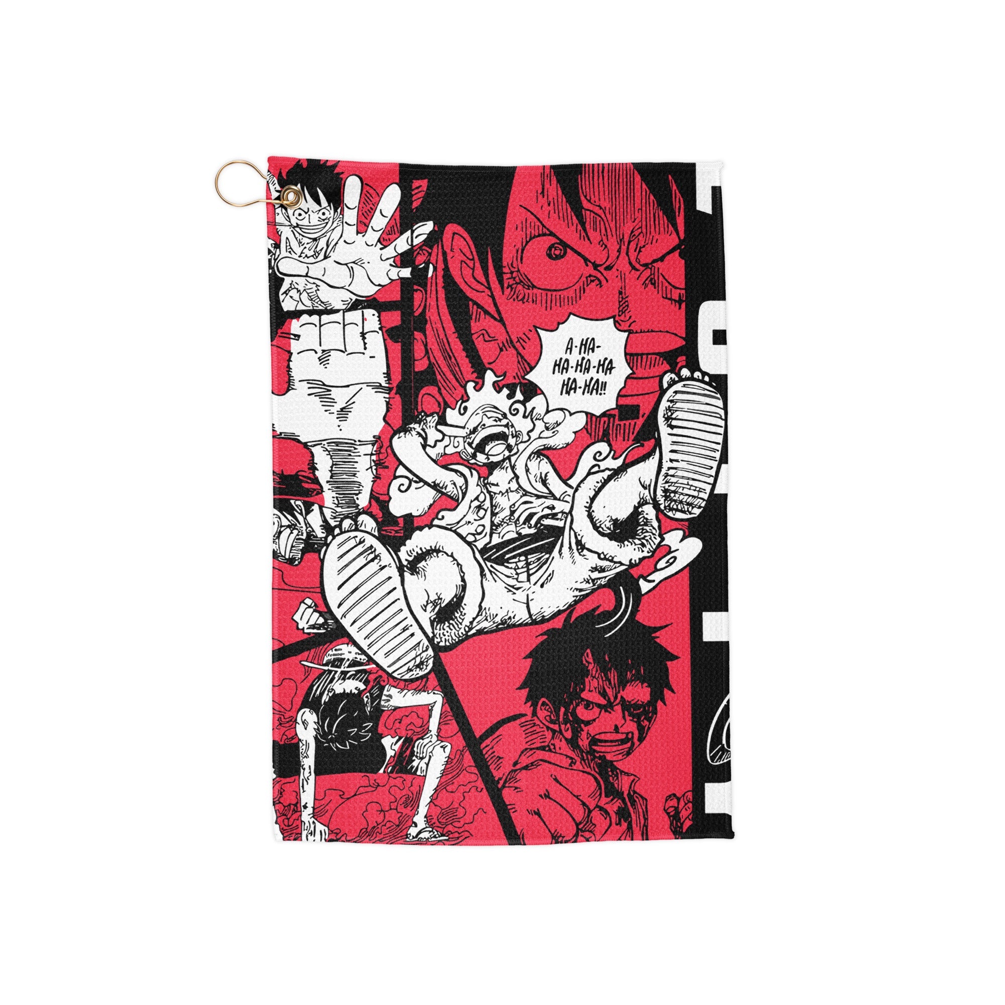 Dojo Designs golf towel with 16x24-inch size, featuring a soft fabric front view perfect for cleaning golf clubs and balls.