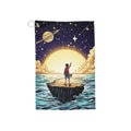 Dojo Designs golf towel with 16x24 inch size, featuring a soft fabric surface and a loop for easy attachment to golf bags.